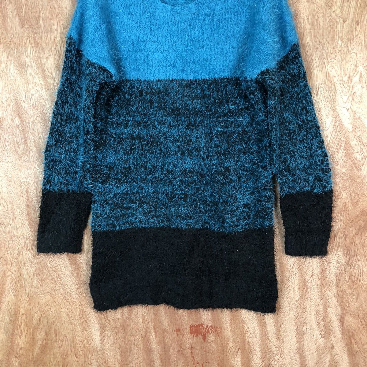 Japanese Brand Vence Exchange Blue Shag Shaggy Fur Mohair Knitwear #6637 Size US M / EU 48-50 / 2 - 3 Thumbnail