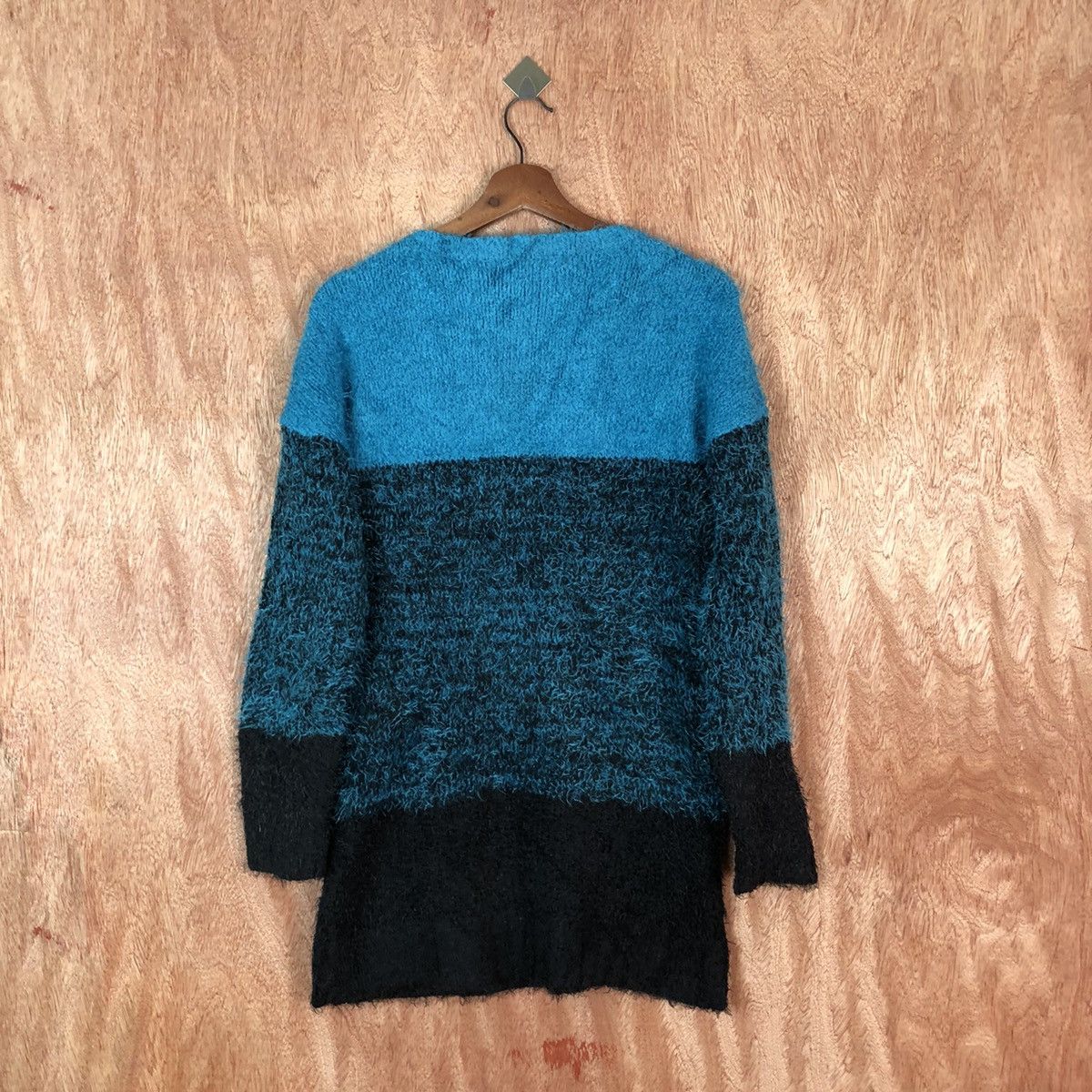 Japanese Brand Vence Exchange Blue Shag Shaggy Fur Mohair Knitwear #6637 Size US M / EU 48-50 / 2 - 10 Thumbnail