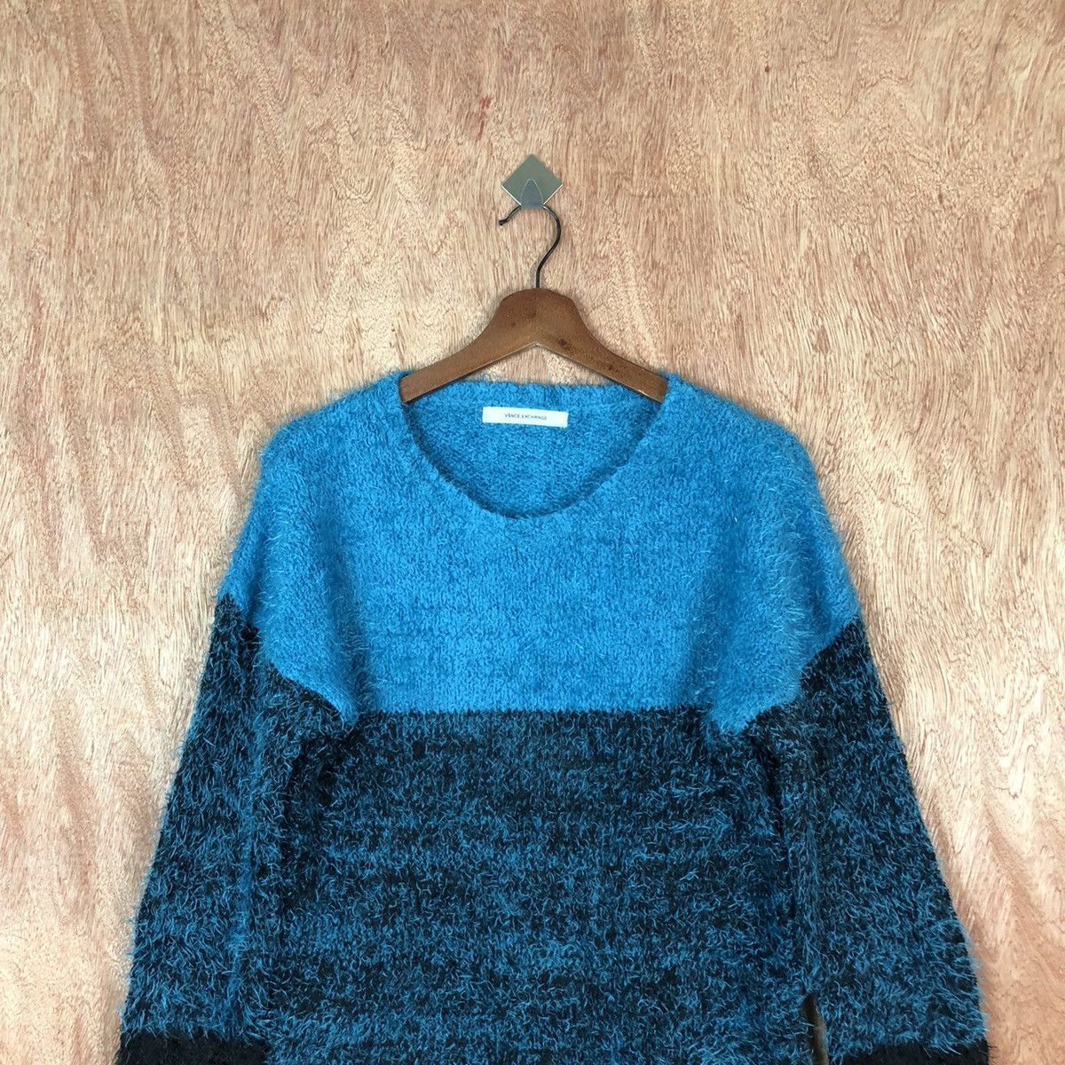 Japanese Brand Vence Exchange Blue Shag Shaggy Fur Mohair Knitwear #6637 Size US M / EU 48-50 / 2 - 2 Thumbnail