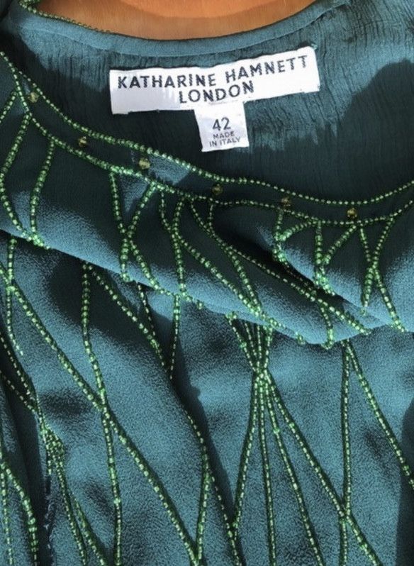 Katharine Hamnett London ⚡️QUICK SALE⚡️1980s' Katharine Hamnett Green Silk Dress Size M / US 6-8 / IT 42-44 - 3 Thumbnail