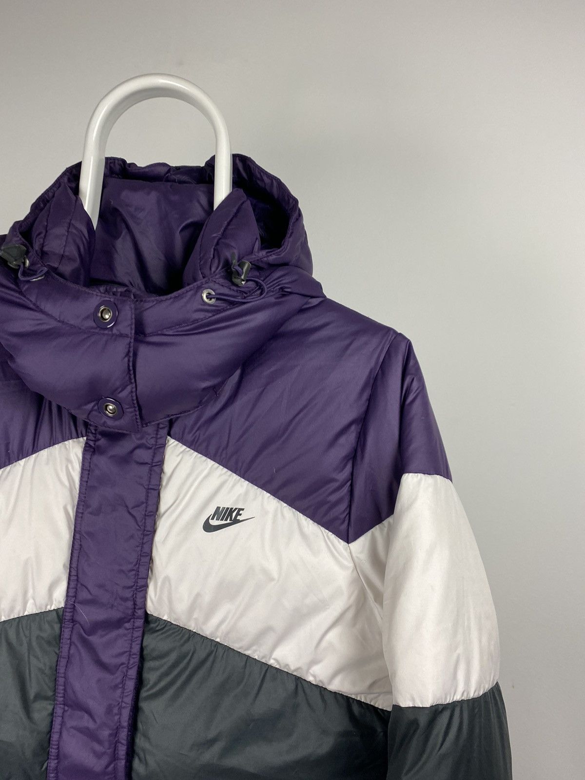 Nike × Vintage Nike vintage purple white black puffer jacket small swoosh Size US S / EU 44-46 / 1 - 2 Thumbnail