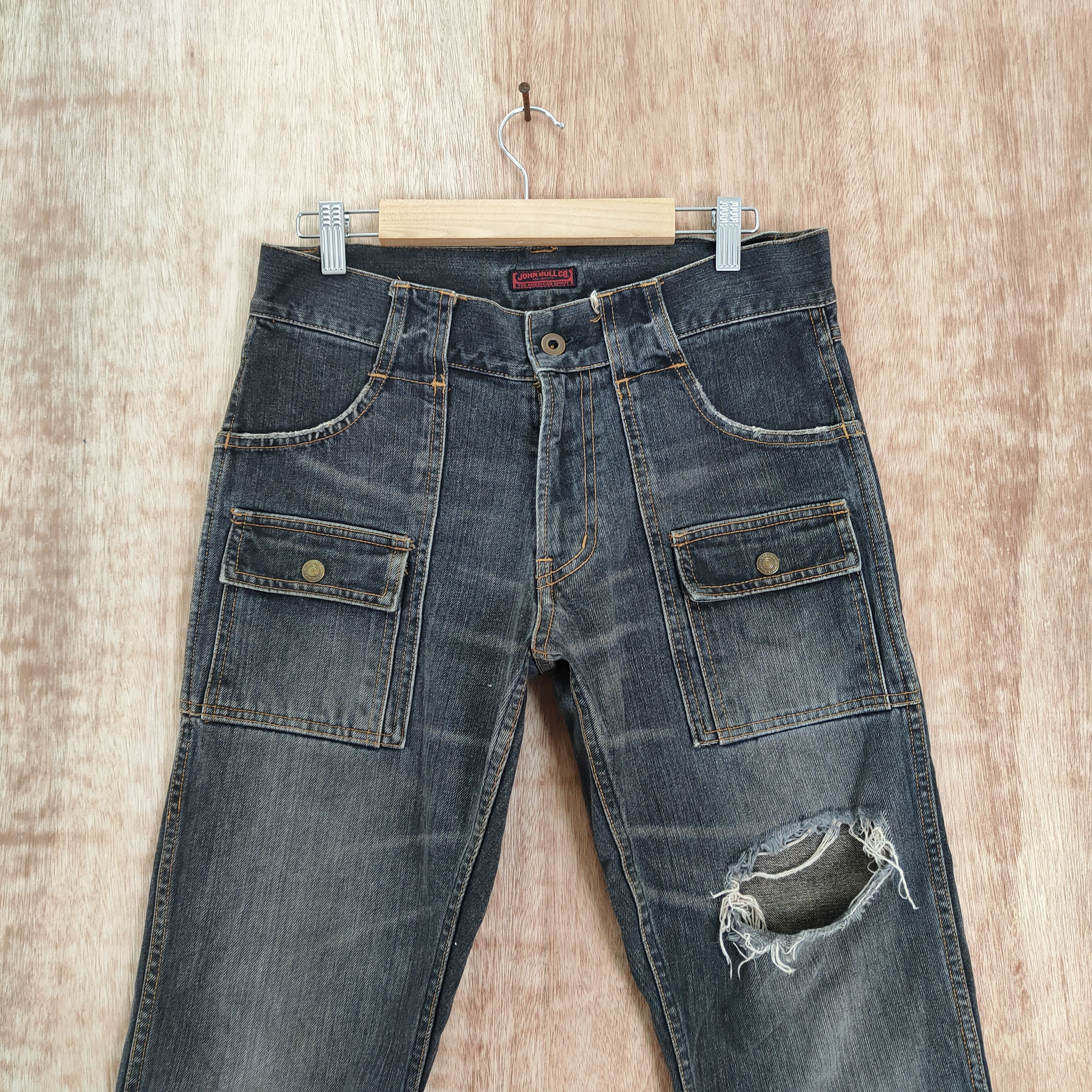 Johnbull VINTAGE JOHN BULL BUSH PANTS BLACK FADED DISTRESSED DENIM Size US 31 - 2 Thumbnail