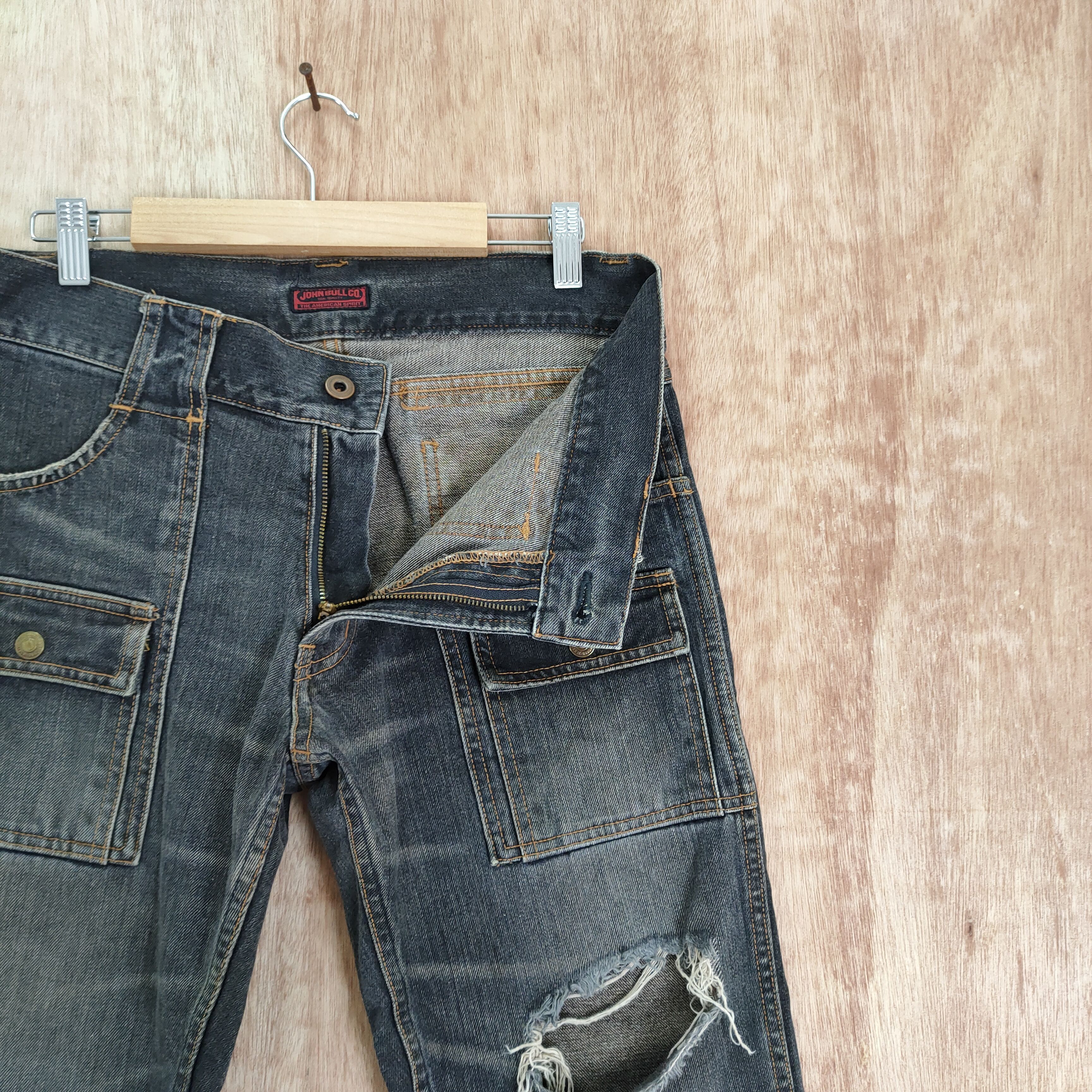 Johnbull VINTAGE JOHN BULL BUSH PANTS BLACK FADED DISTRESSED DENIM Size US 31 - 4 Thumbnail