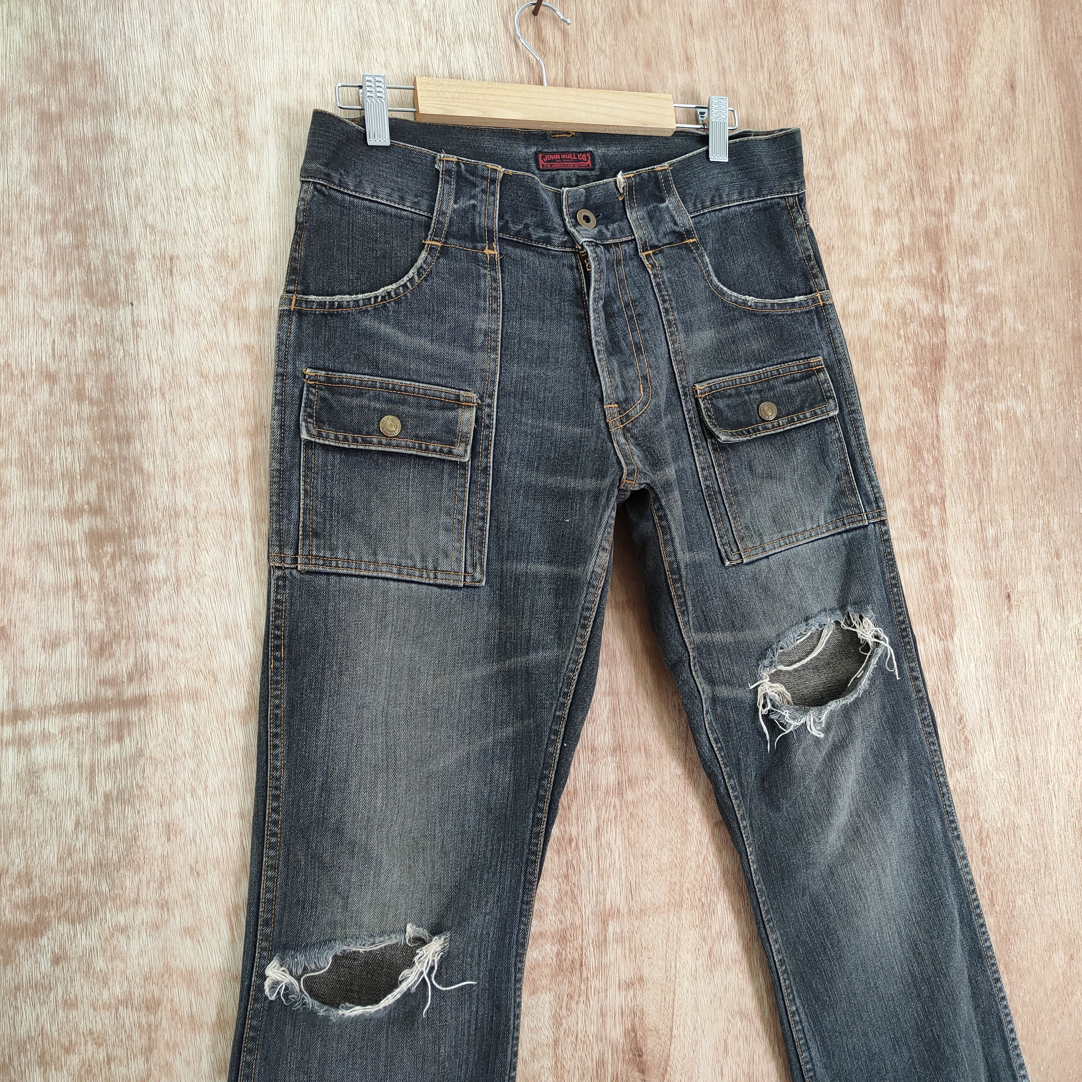 Johnbull VINTAGE JOHN BULL BUSH PANTS BLACK FADED DISTRESSED DENIM Size US 31 - 7 Thumbnail