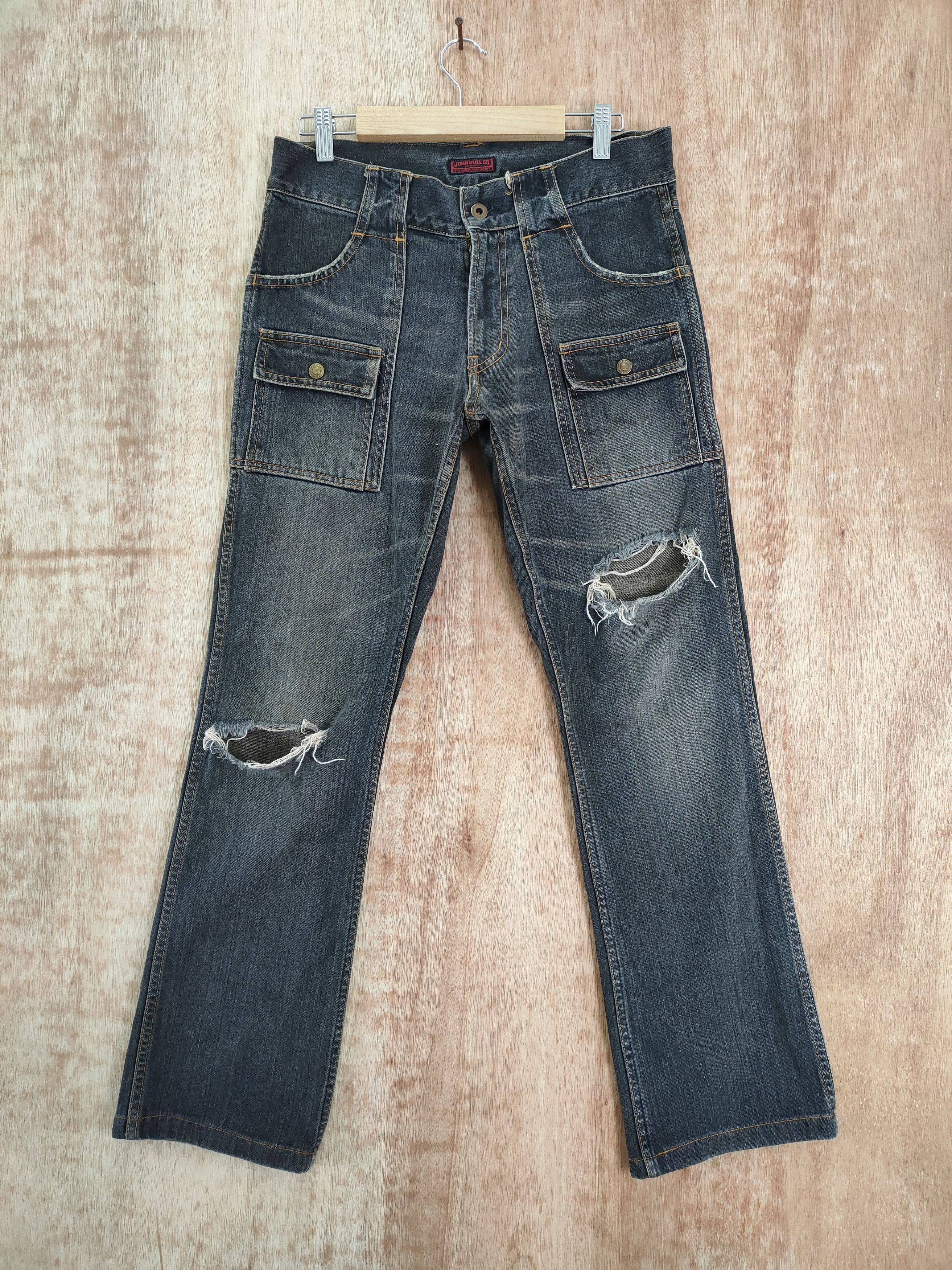 Johnbull VINTAGE JOHN BULL BUSH PANTS BLACK FADED DISTRESSED DENIM Size US 31 - 1 Thumbnail