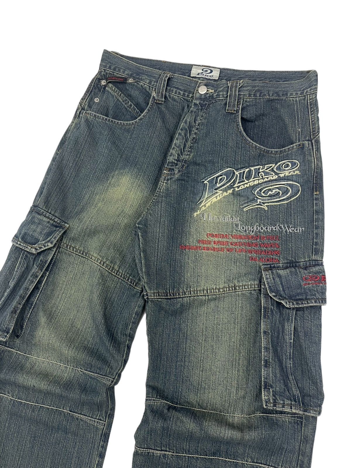 image of Jnco Vintage Piko Japan Cargo Jeans in Blue, Men's (Size 34)