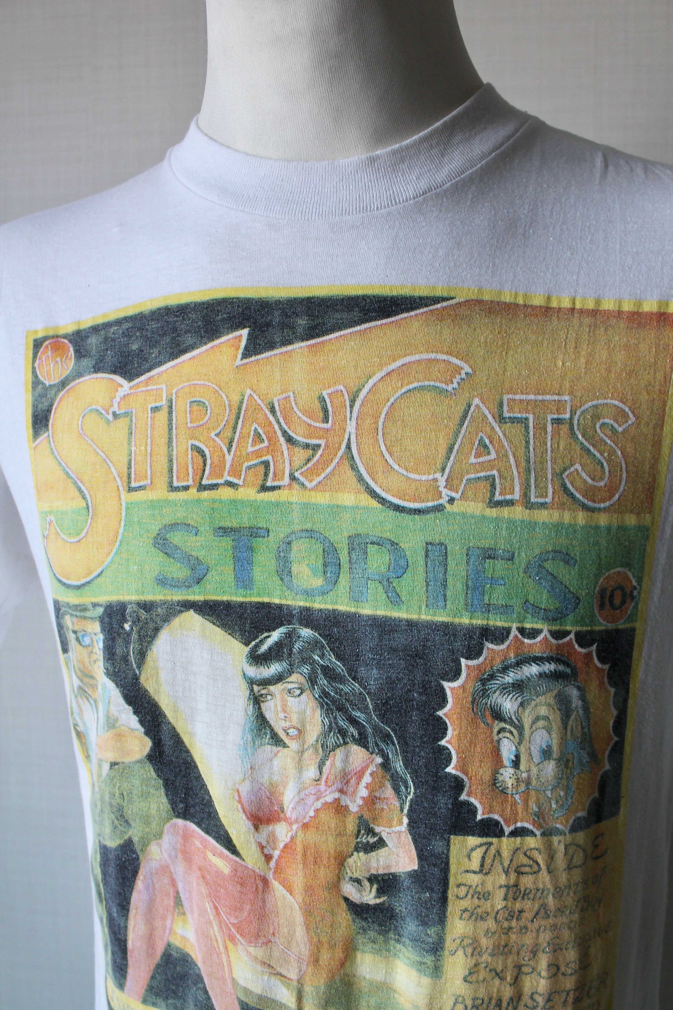 Band Tees 1990 STRAY CATS Vintage t-shirt Band Rock Size US L / EU 52-54 / 3 - 8 Thumbnail