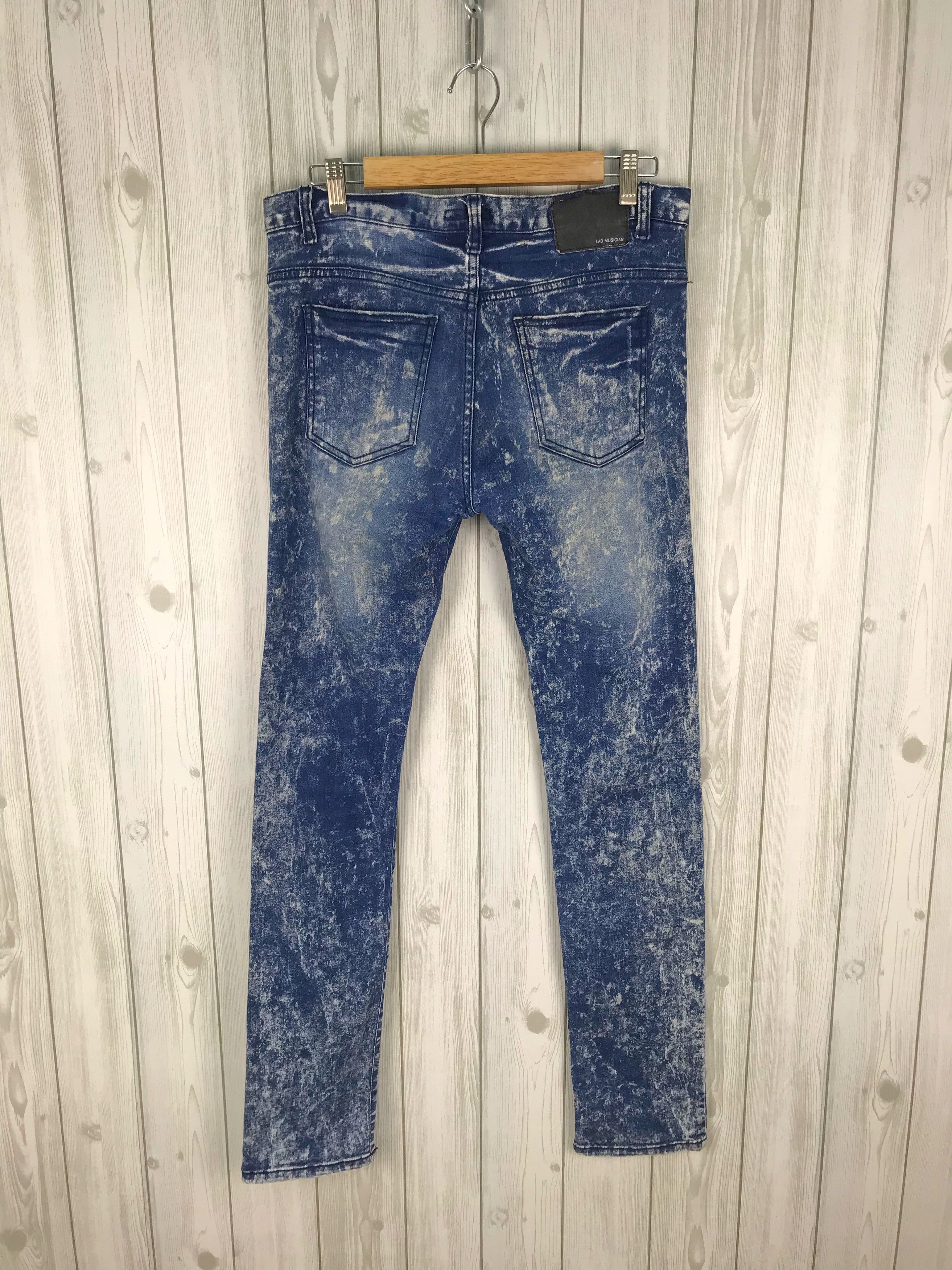 Lad Musician LAD MUSICIAN Acid/Bleach Ripped Skinny Denim Jeans Size US 32 / EU 48 - 2 Thumbnail