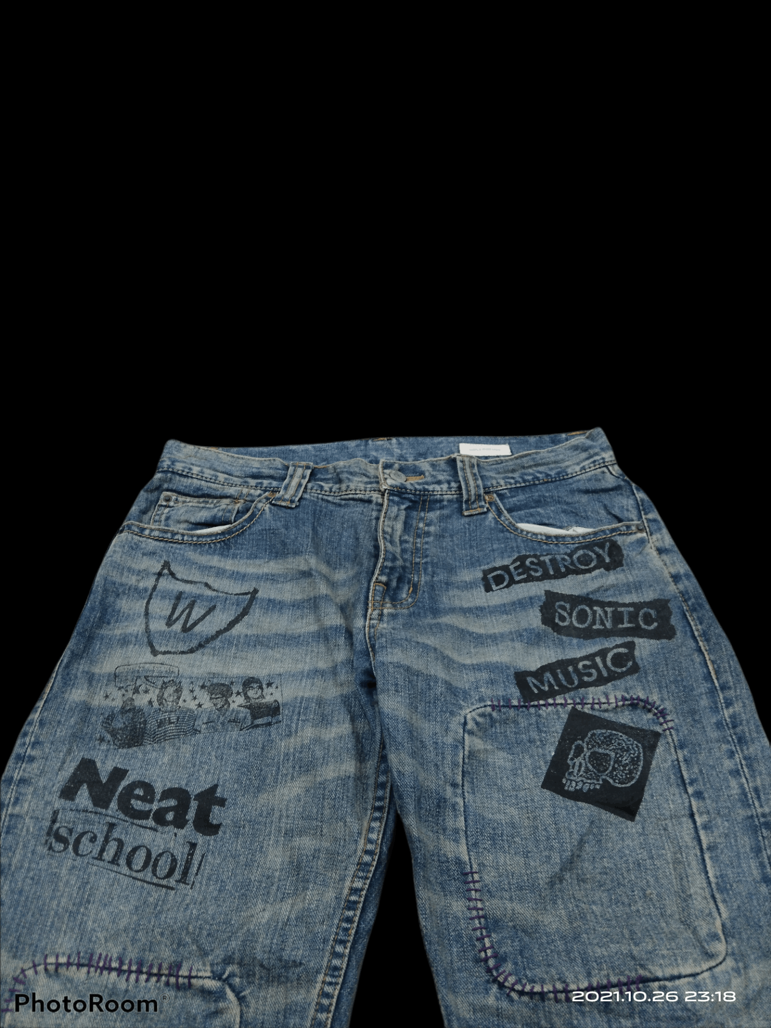 Japanese Brand × Seditionaries DISTRESSED SEDITIONARIES ART PRINTED PACTHWORK DENIM PANTS Size US 32 / EU 48 - 3 Thumbnail