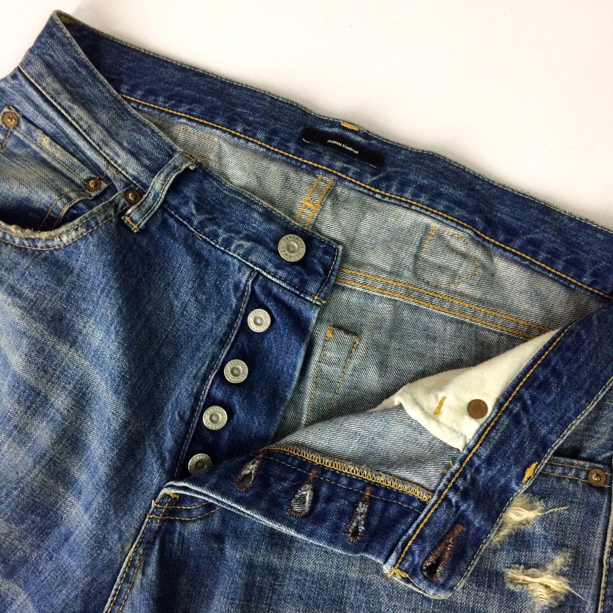 Japanese Brand × Journal Standard Journal Standard distressed design patchwork jeans pant Size US 30 / EU 46 - 9 Thumbnail