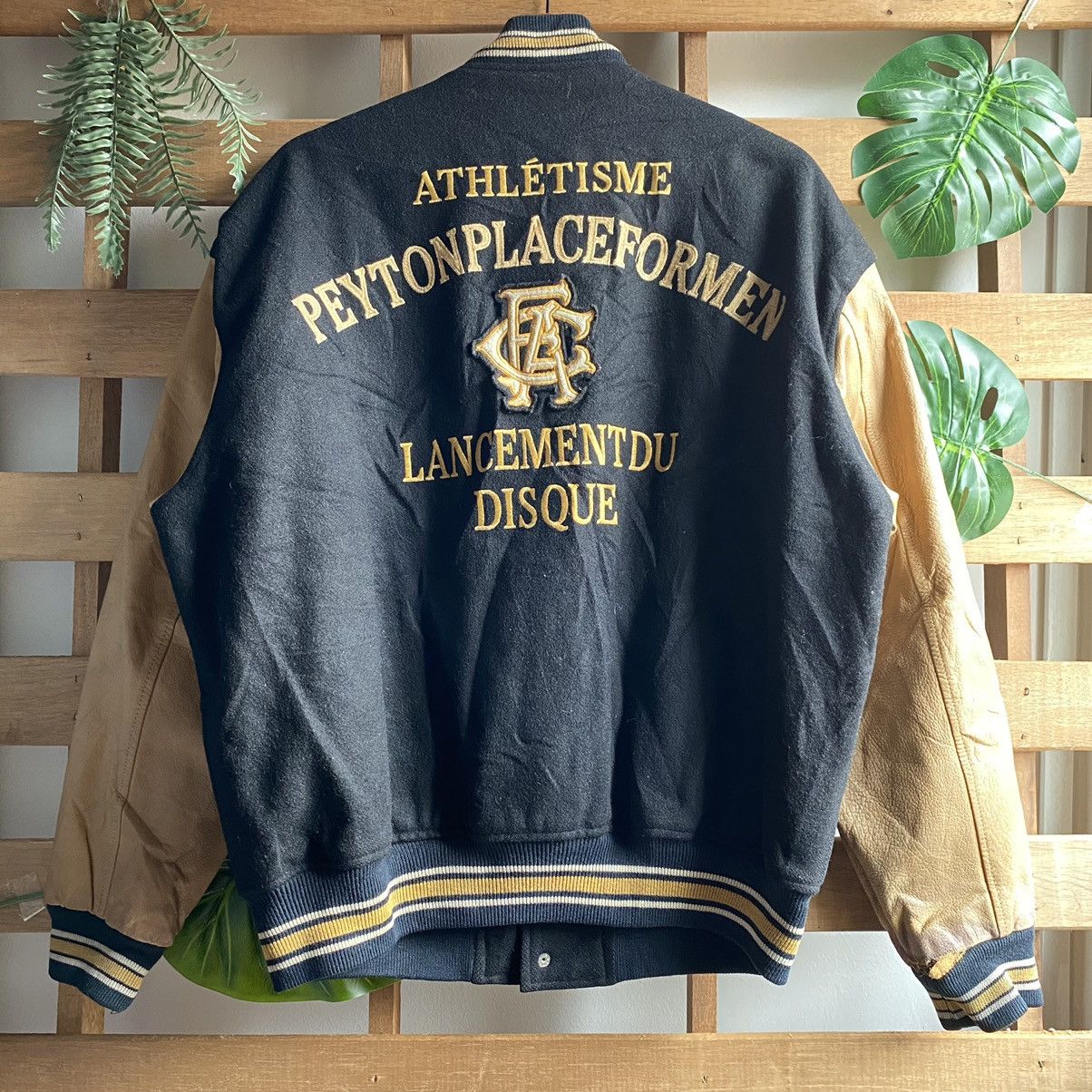 Japanese Brand × PPFM PPFM Varsity Wool Leather Jacket Beige Size US L / EU 52-54 / 3 - 16 Thumbnail