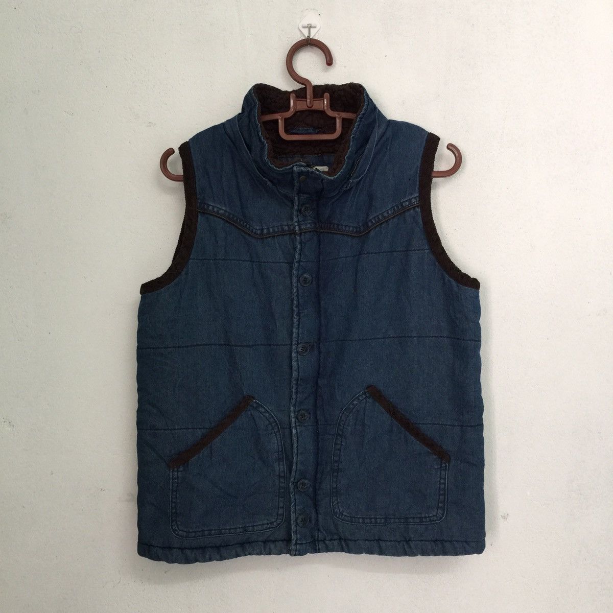 Japanese Brand Fine wear fleece denim vest Size US M / EU 48-50 / 2 - 2 Thumbnail