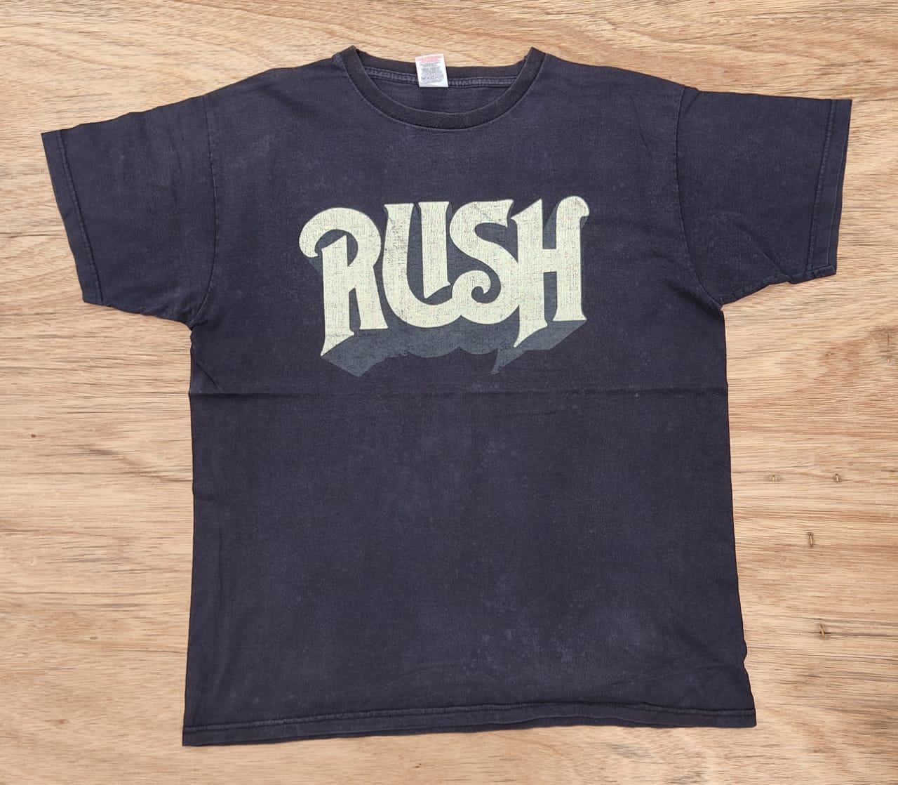 image of Band Tees x Fruit Of The Loom Vintage Tee Band B12 Rush in Black, Men's (Size Large)