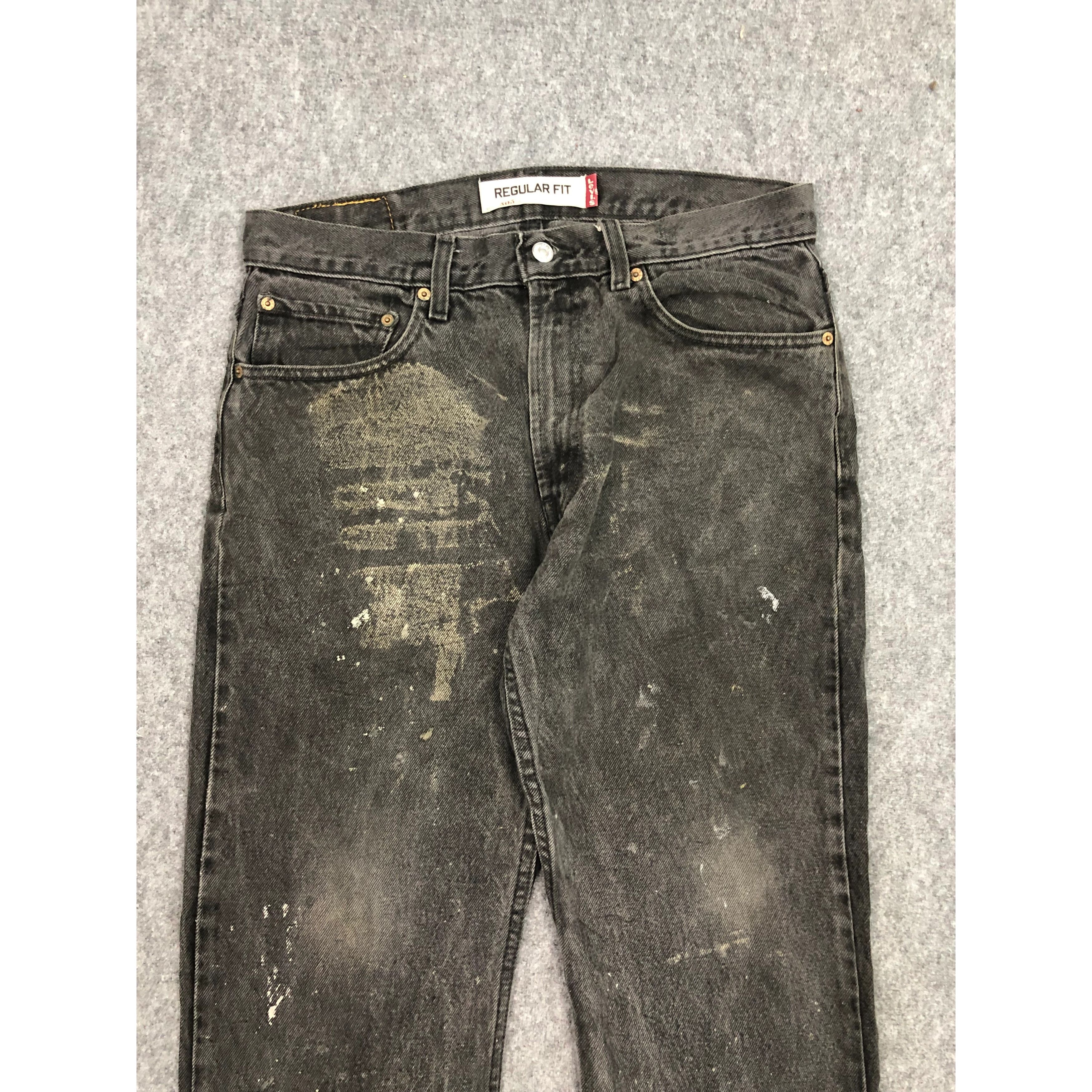 Levi's Vintage Levis 505 Regular Fit Painter Black Denim DP0284 Size US 33 - 3 Thumbnail