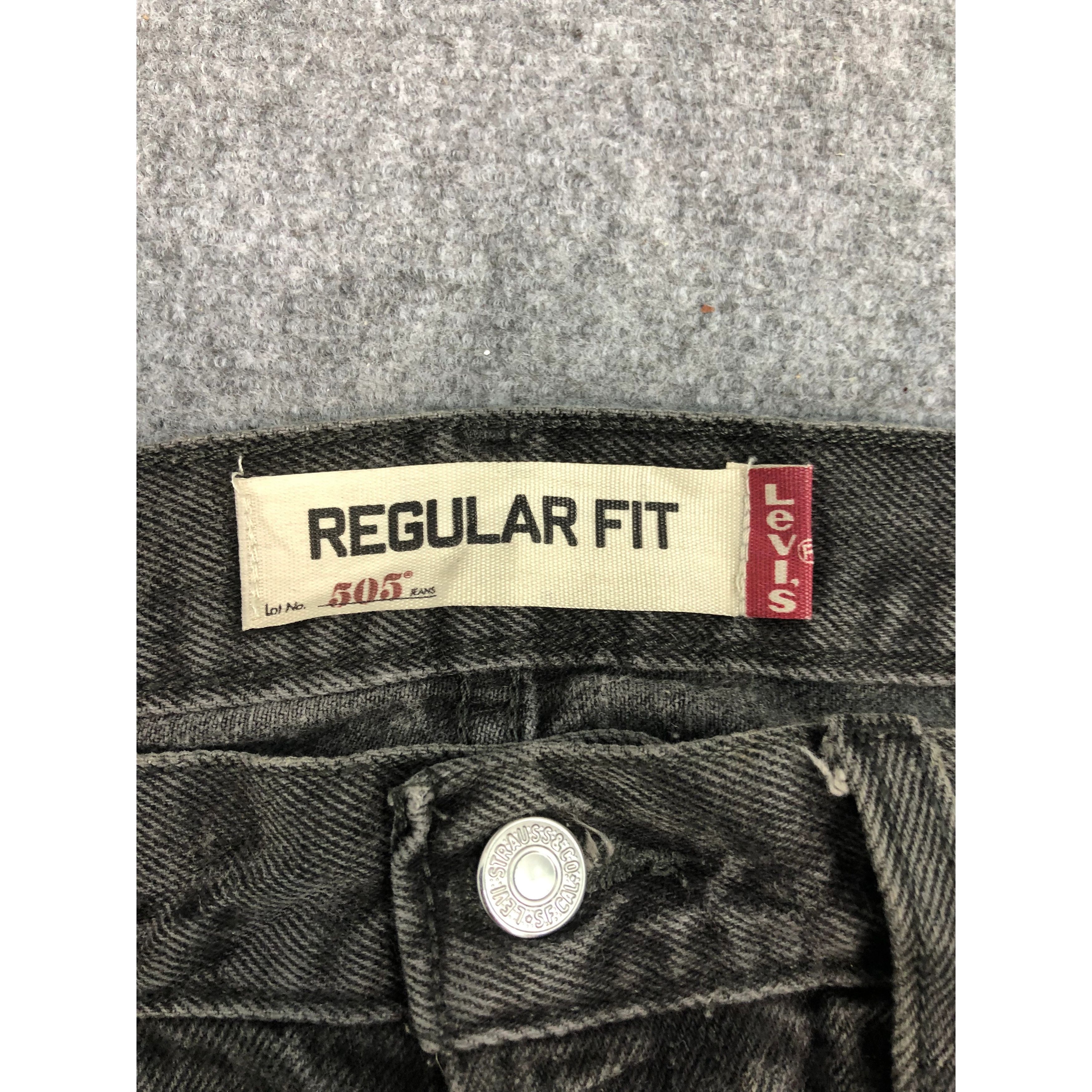Levi's Vintage Levis 505 Regular Fit Painter Black Denim DP0284 Size US 33 - 6 Thumbnail