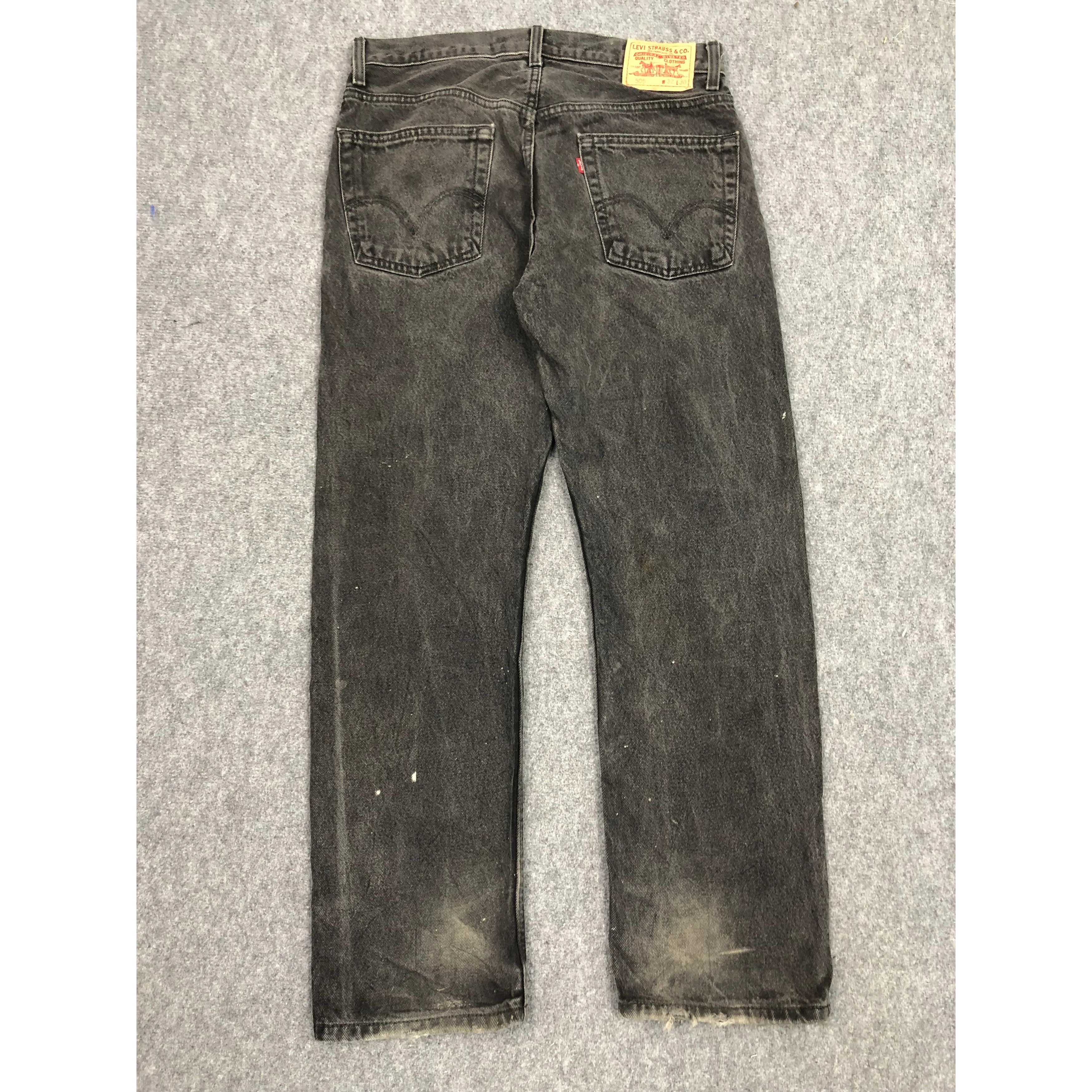 Levi's Vintage Levis 505 Regular Fit Painter Black Denim DP0284 Size US 33 - 2 Thumbnail