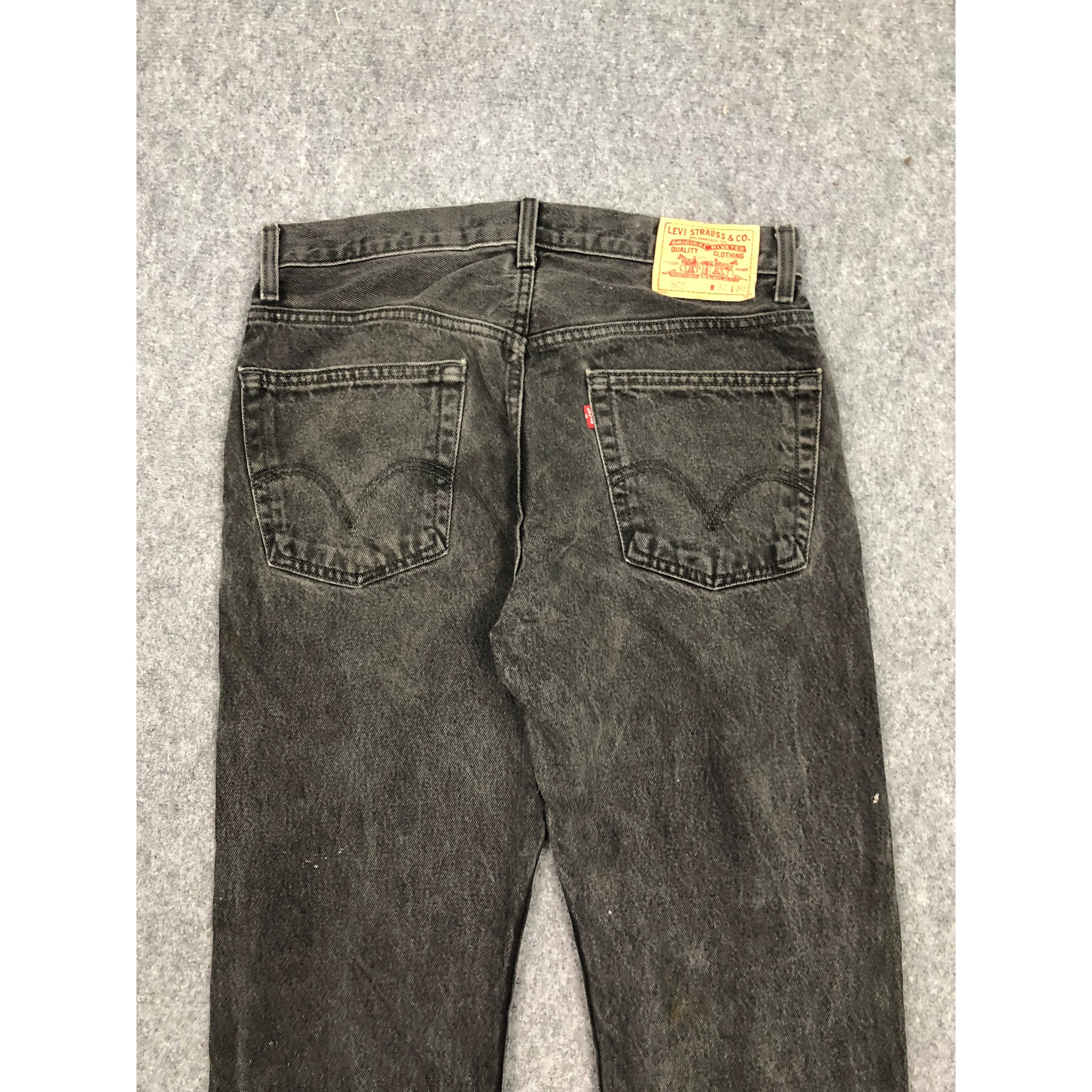 Levi's Vintage Levis 505 Regular Fit Painter Black Denim DP0284 Size US 33 - 4 Thumbnail