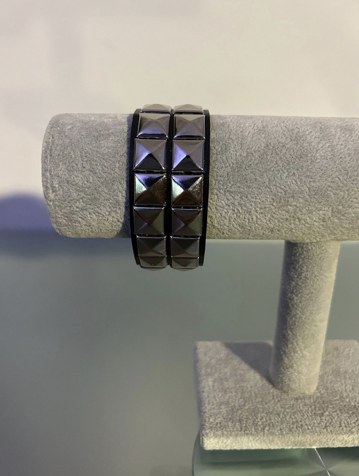 Japanese Brand × Vintage Two Row Pyramid Studded Bracelet Size ONE SIZE - 1 Thumbnail