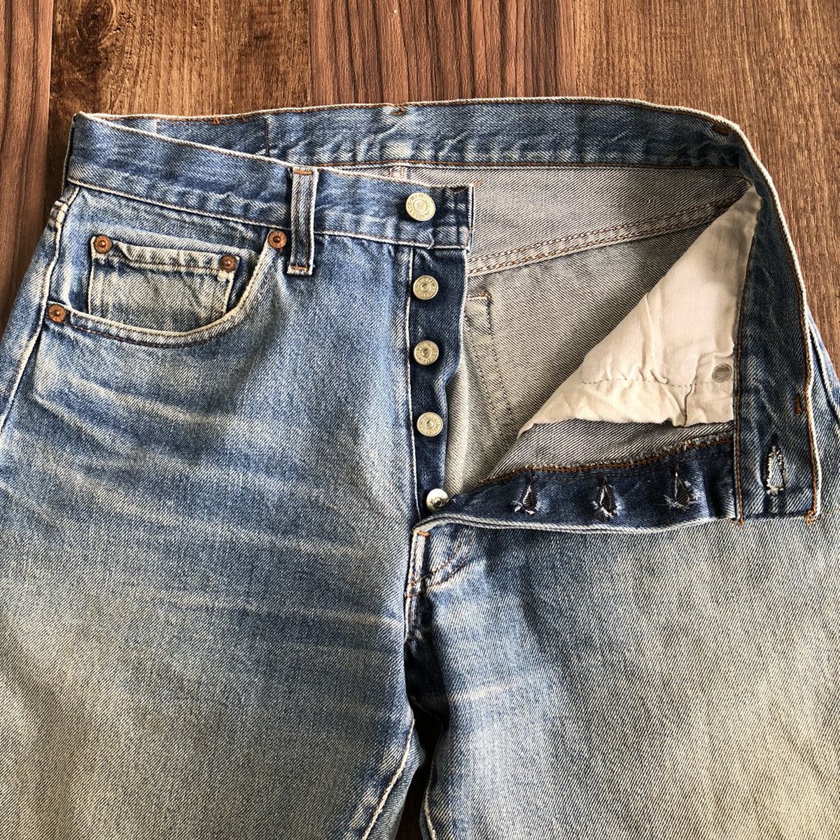 Levi's Vtg 80’s Levis 501 Rindem Button 555 Selvedge Denim Jeans Size US 29 - 5 Thumbnail