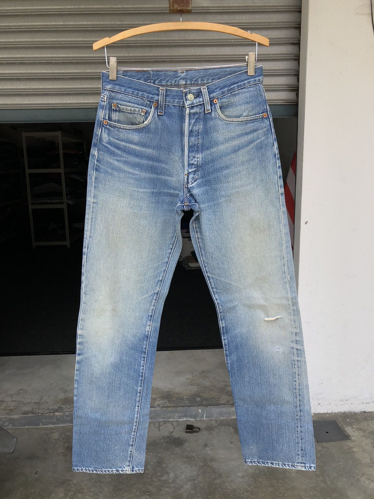 Levi's Vtg 80’s Levis 501 Rindem Button 555 Selvedge Denim Jeans Size US 29 - 15 Thumbnail