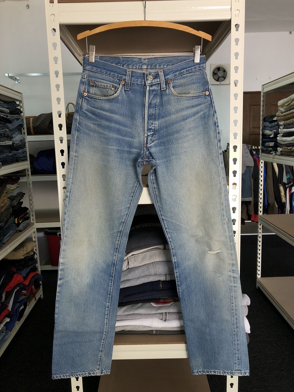 Levi's Vtg 80’s Levis 501 Rindem Button 555 Selvedge Denim Jeans Size US 29 - 17 Thumbnail