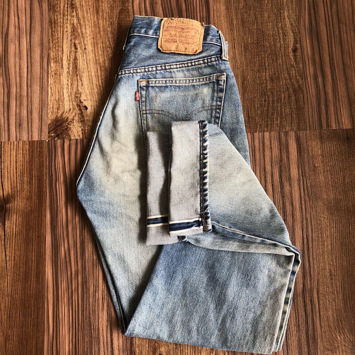 Levi's Vtg 80’s Levis 501 Rindem Button 555 Selvedge Denim Jeans Size US 29 - 13 Thumbnail