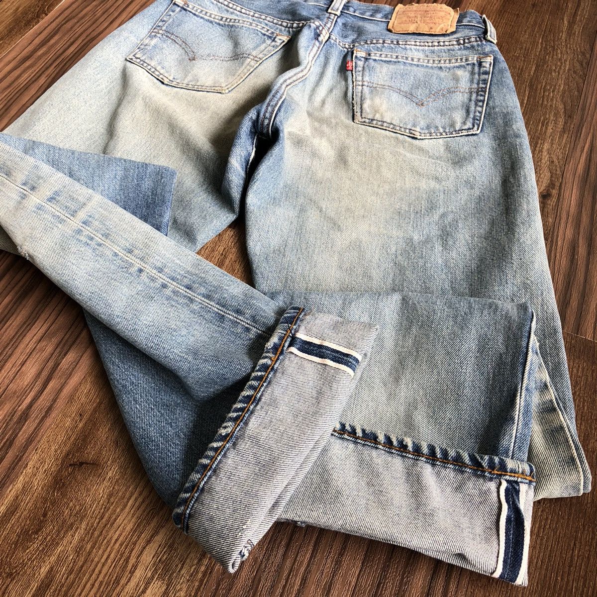 Levi's Vtg 80’s Levis 501 Rindem Button 555 Selvedge Denim Jeans Size US 29 - 12 Thumbnail