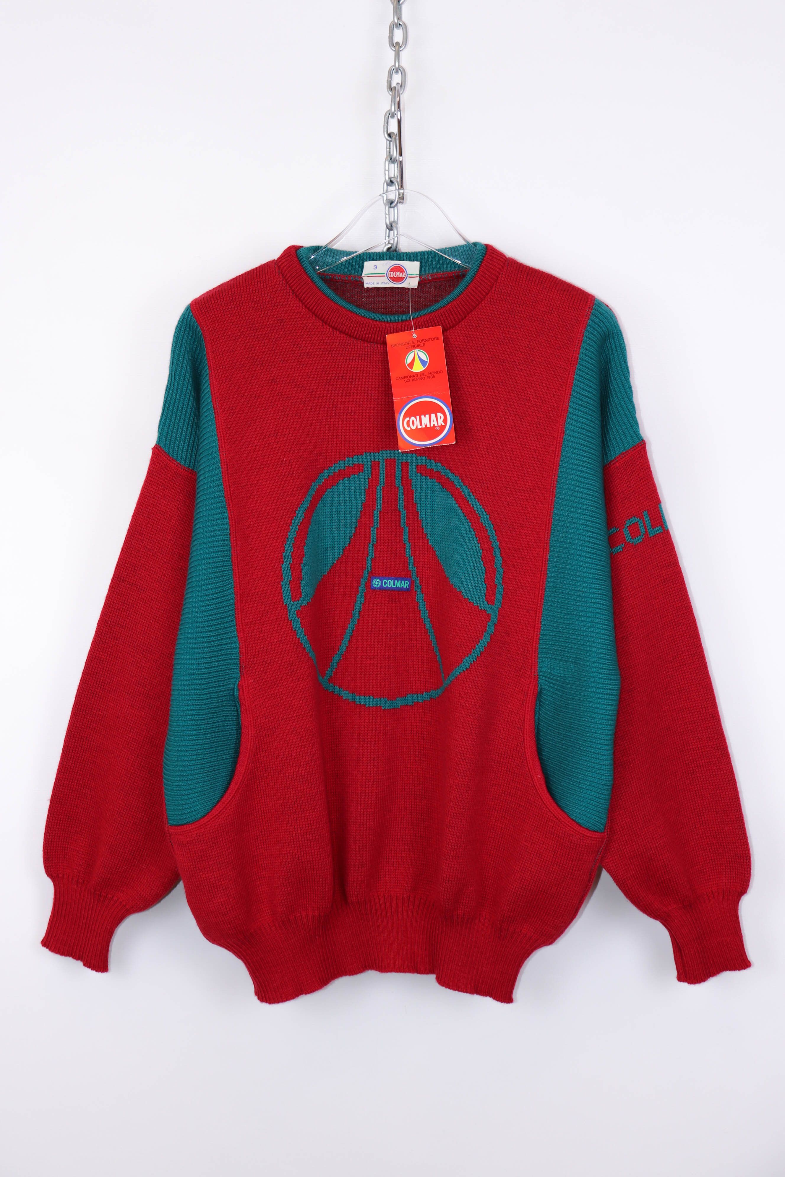 image of Colmar Vintage 80's Deadstock 1985 Glacier Red Wool Sweater, Men's (Size Large)