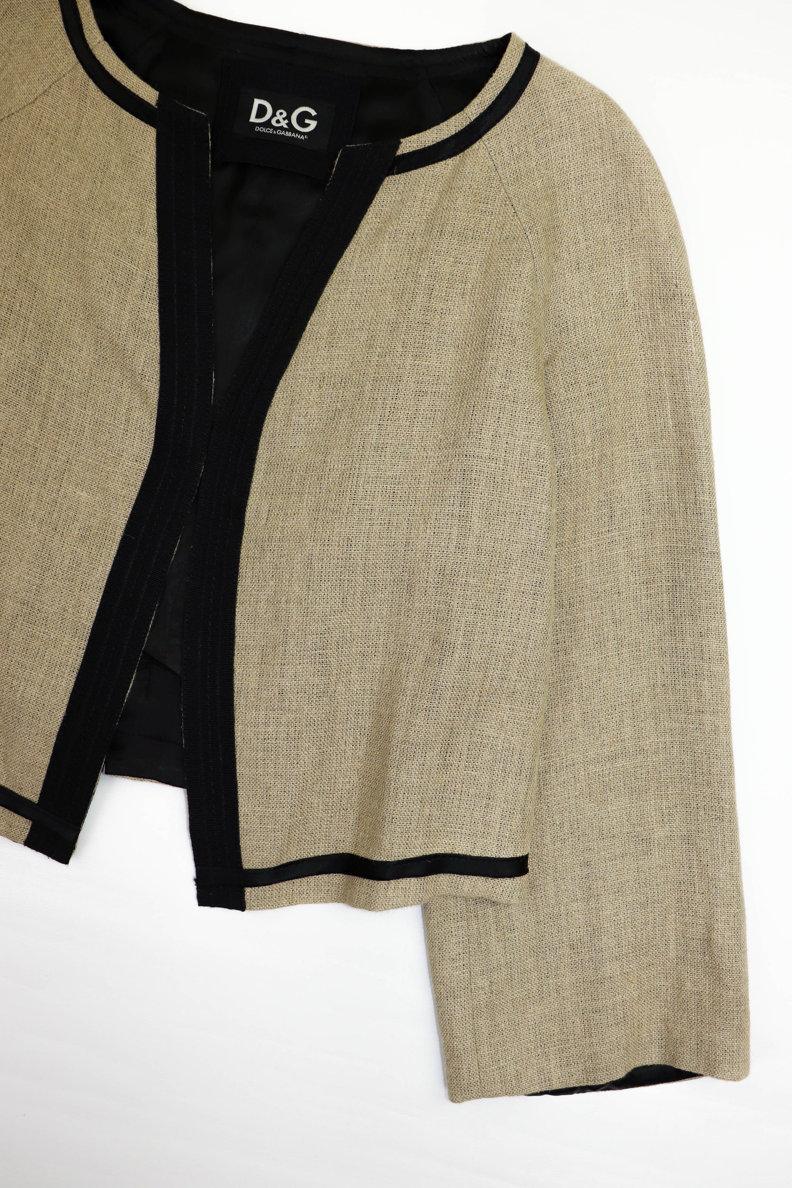 Dolce & Gabbana D&G Dolce & Gabbana Beige Linen Kimono Jacket Size 42 Size M / US 6-8 / IT 42-44 - 6 Thumbnail
