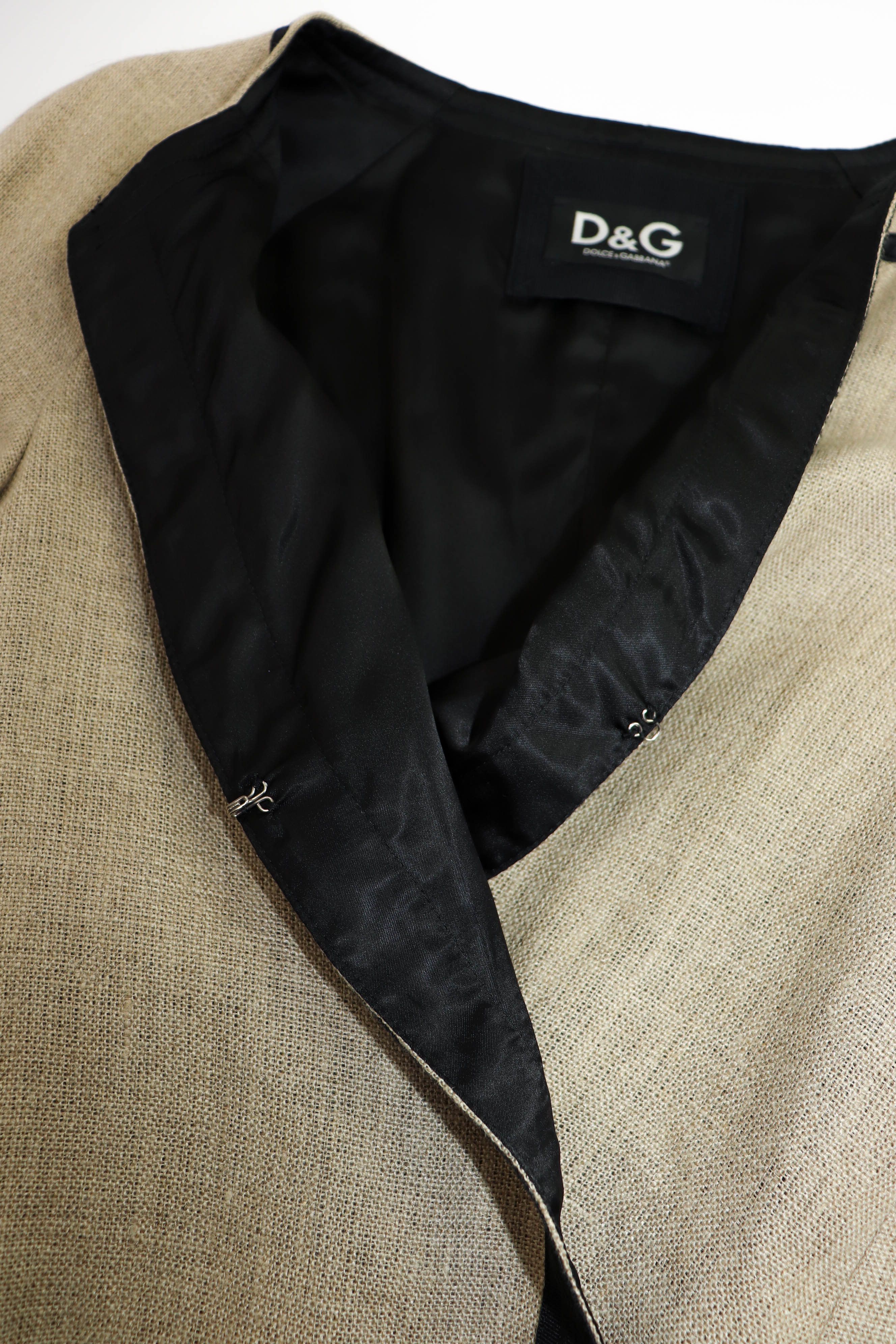 Dolce & Gabbana D&G Dolce & Gabbana Beige Linen Kimono Jacket Size 42 Size M / US 6-8 / IT 42-44 - 8 Thumbnail
