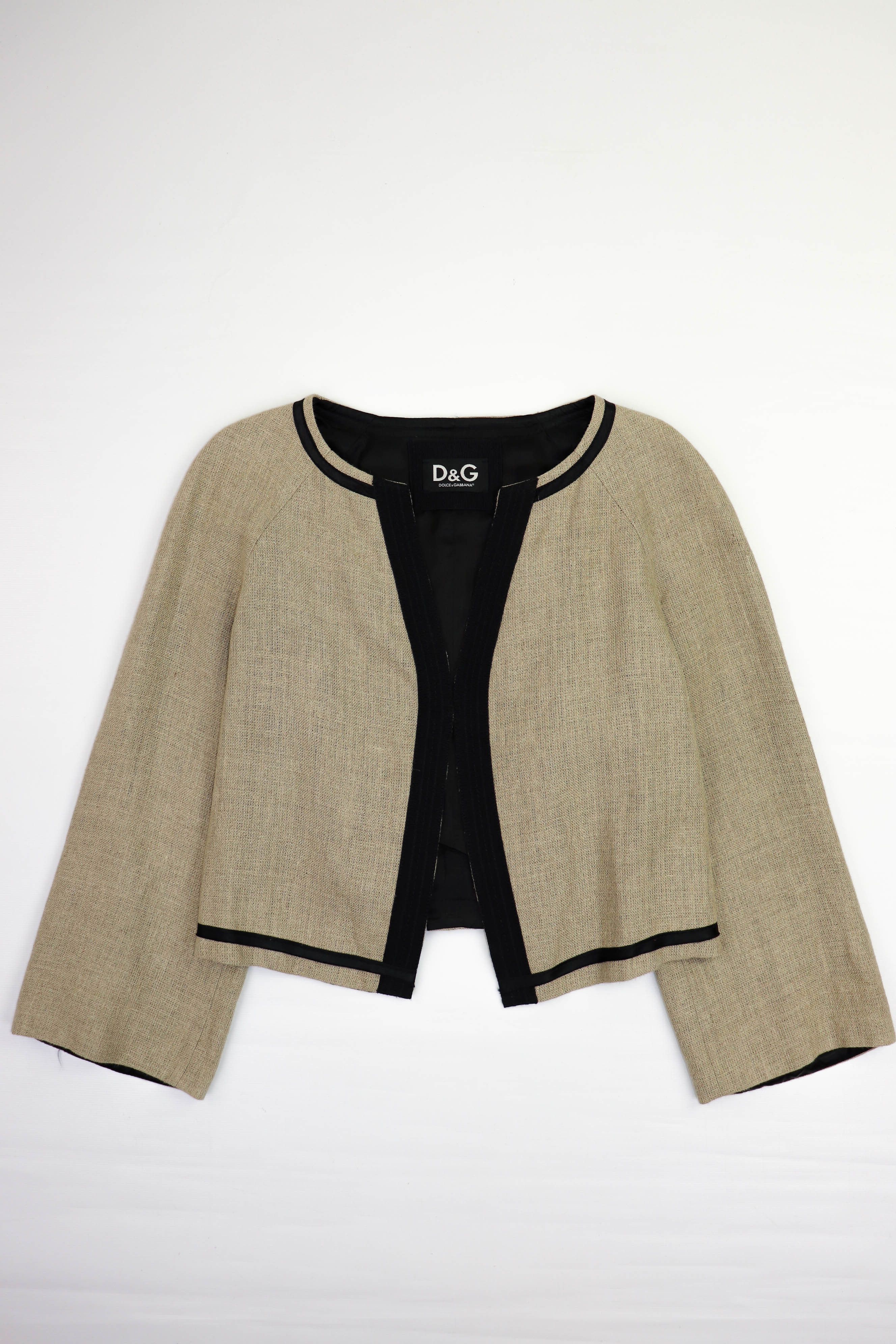 Dolce & Gabbana D&G Dolce & Gabbana Beige Linen Kimono Jacket Size 42 Size M / US 6-8 / IT 42-44 - 1 Thumbnail