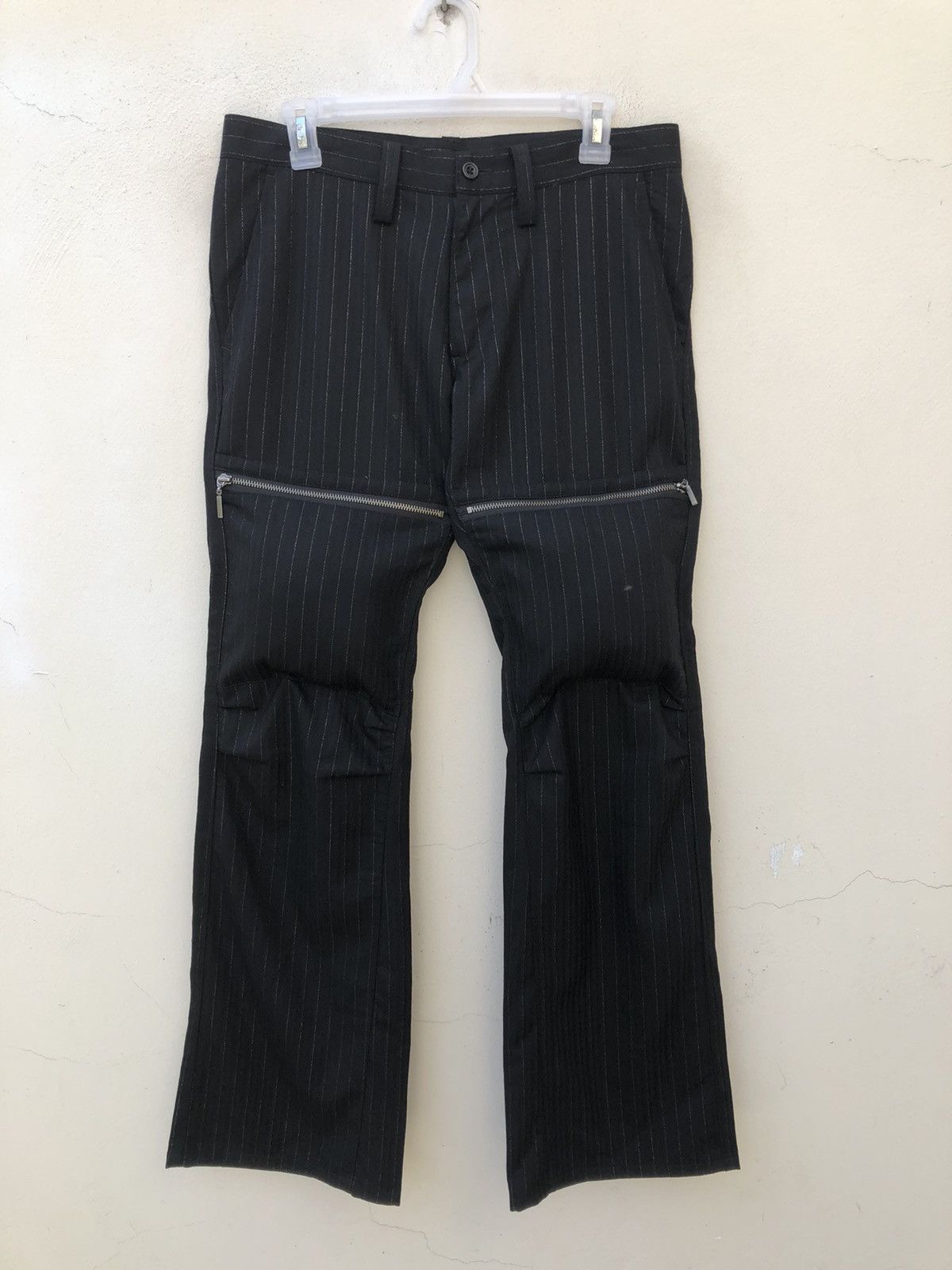 Vintage The Tenoras Japan Silver Striped Flare Cargo Trouser Pant Size US 31 - 6 Thumbnail