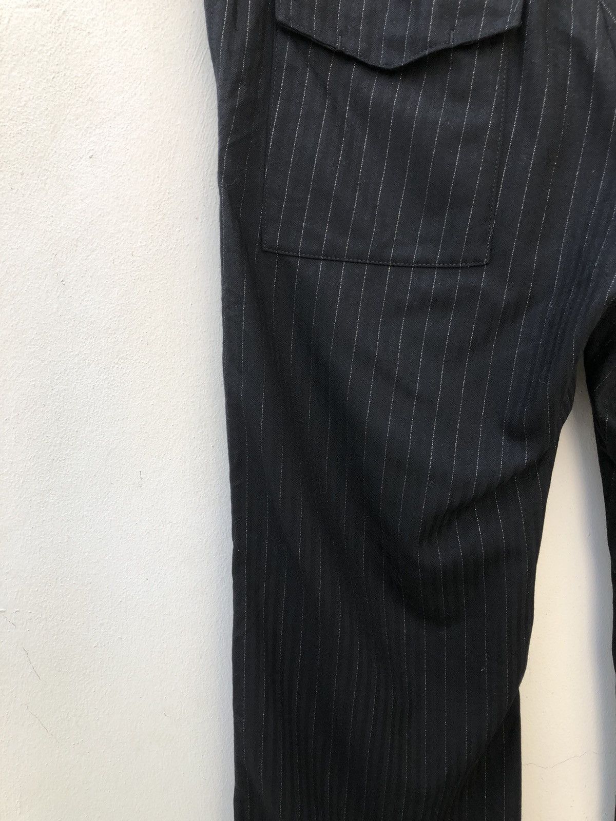 Vintage The Tenoras Japan Silver Striped Flare Cargo Trouser Pant Size US 31 - 16 Thumbnail