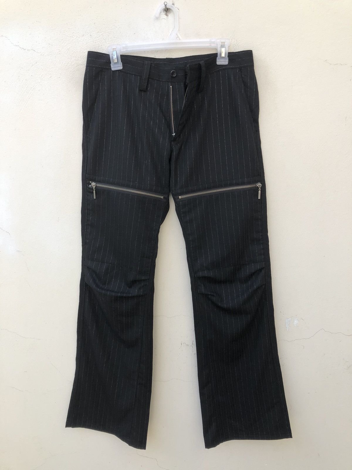 Vintage The Tenoras Japan Silver Striped Flare Cargo Trouser Pant Size US 31 - 12 Thumbnail