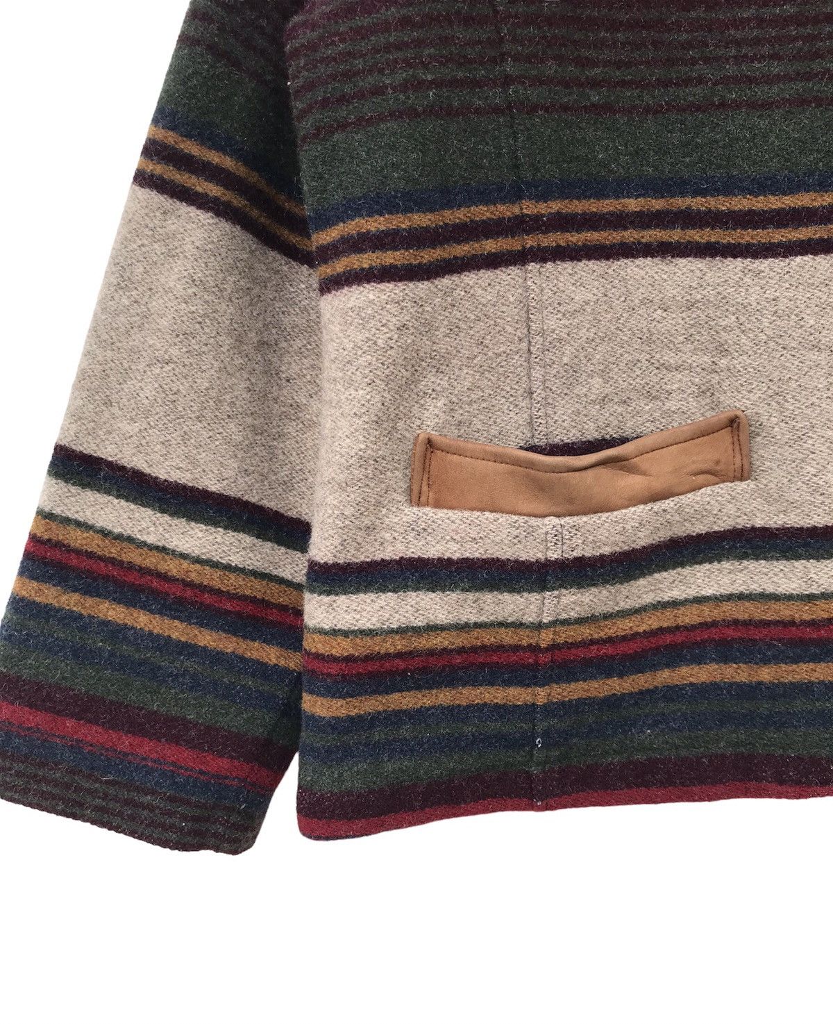 Woolrich Woolen Mills Woolrich John Rich & Bros Striped Wool Jacket Leather Trim Size US M / EU 48-50 / 2 - 10 Thumbnail
