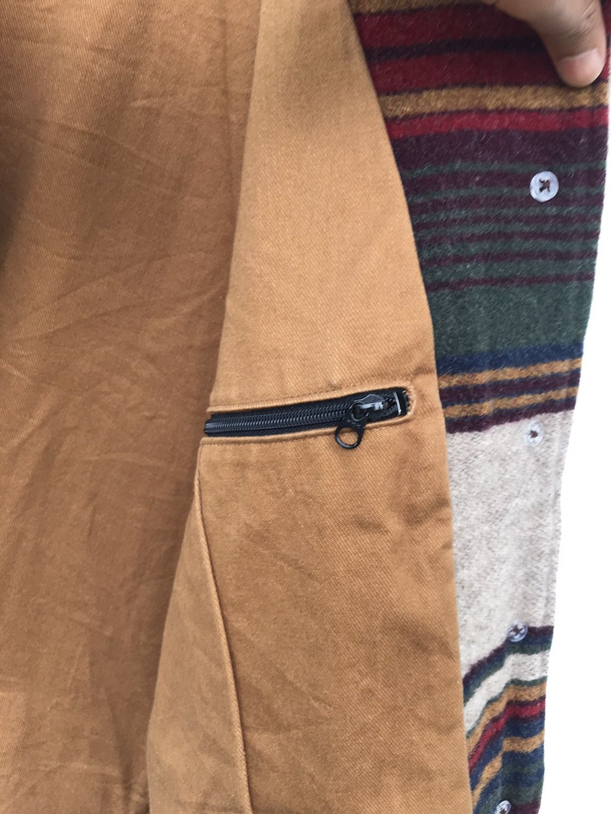 Woolrich Woolen Mills Woolrich John Rich & Bros Striped Wool Jacket Leather Trim Size US M / EU 48-50 / 2 - 13 Thumbnail