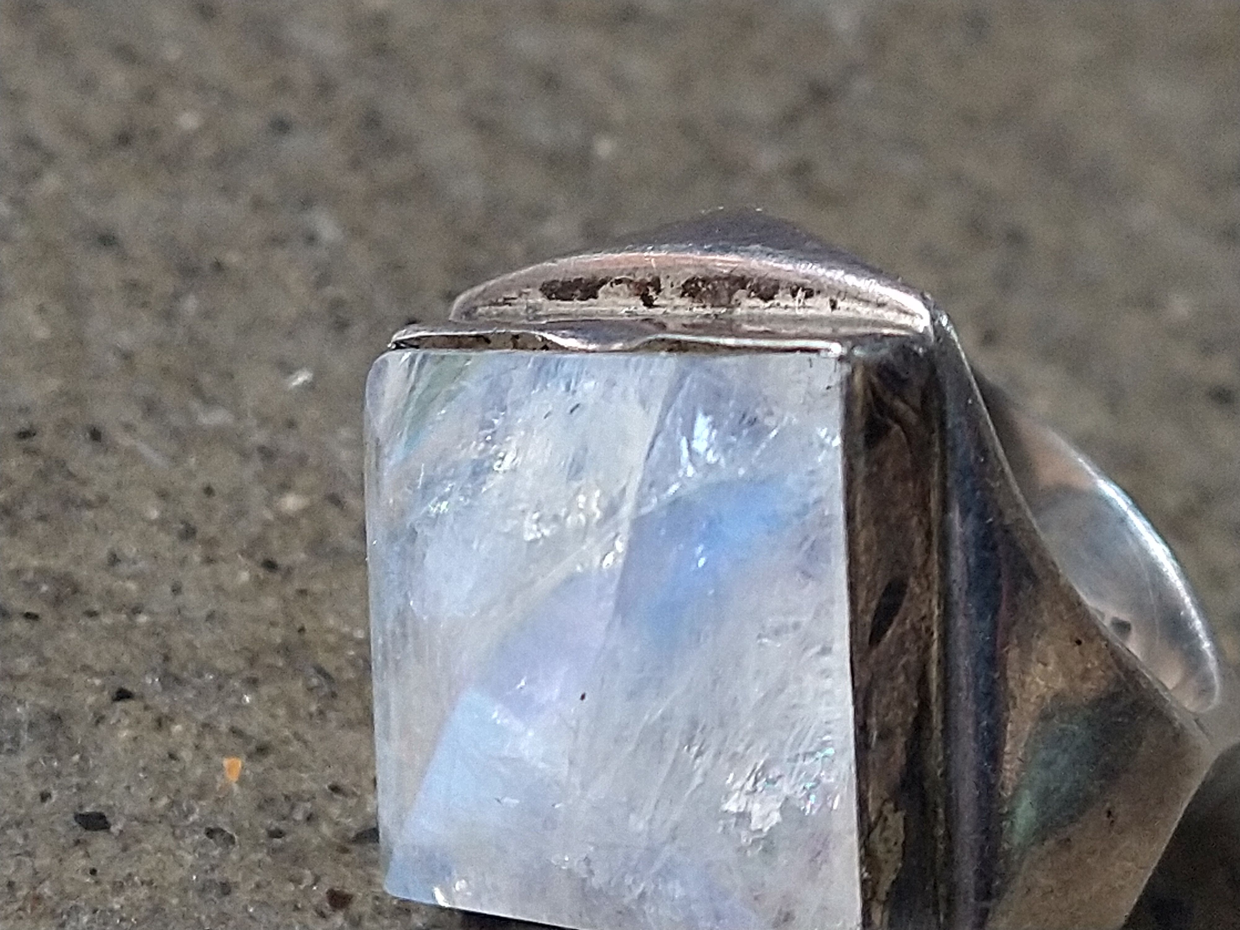 Other Vintage Sterling Silver Ring Moonstone Size 7 Modern Square Size ONE SIZE - 14 Thumbnail