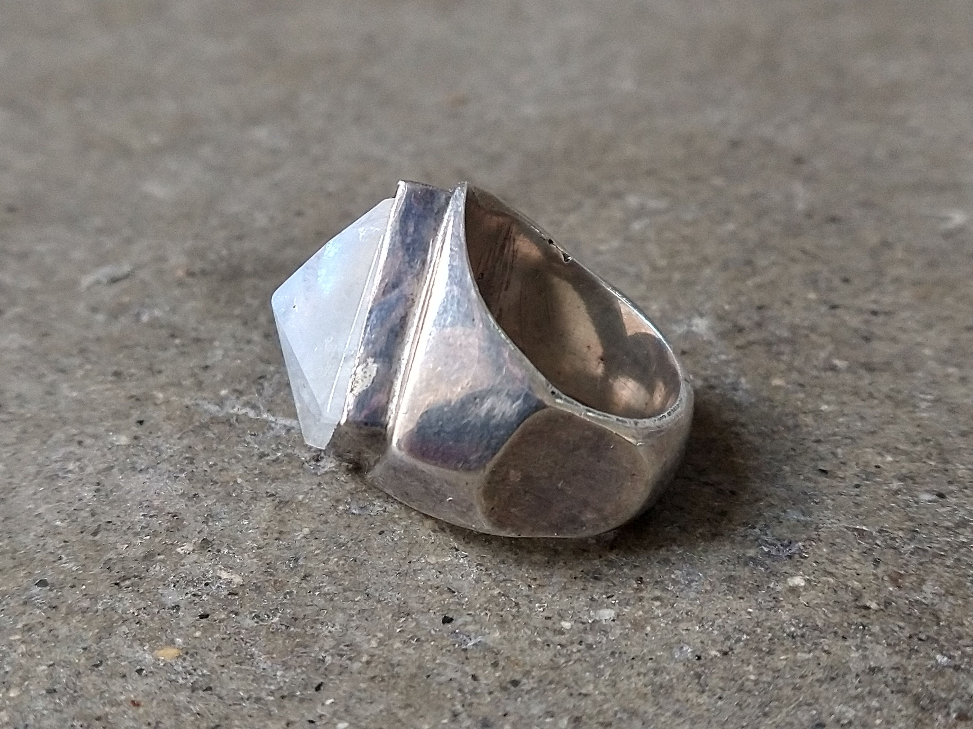 Other Vintage Sterling Silver Ring Moonstone Size 7 Modern Square Size ONE SIZE - 5 Thumbnail