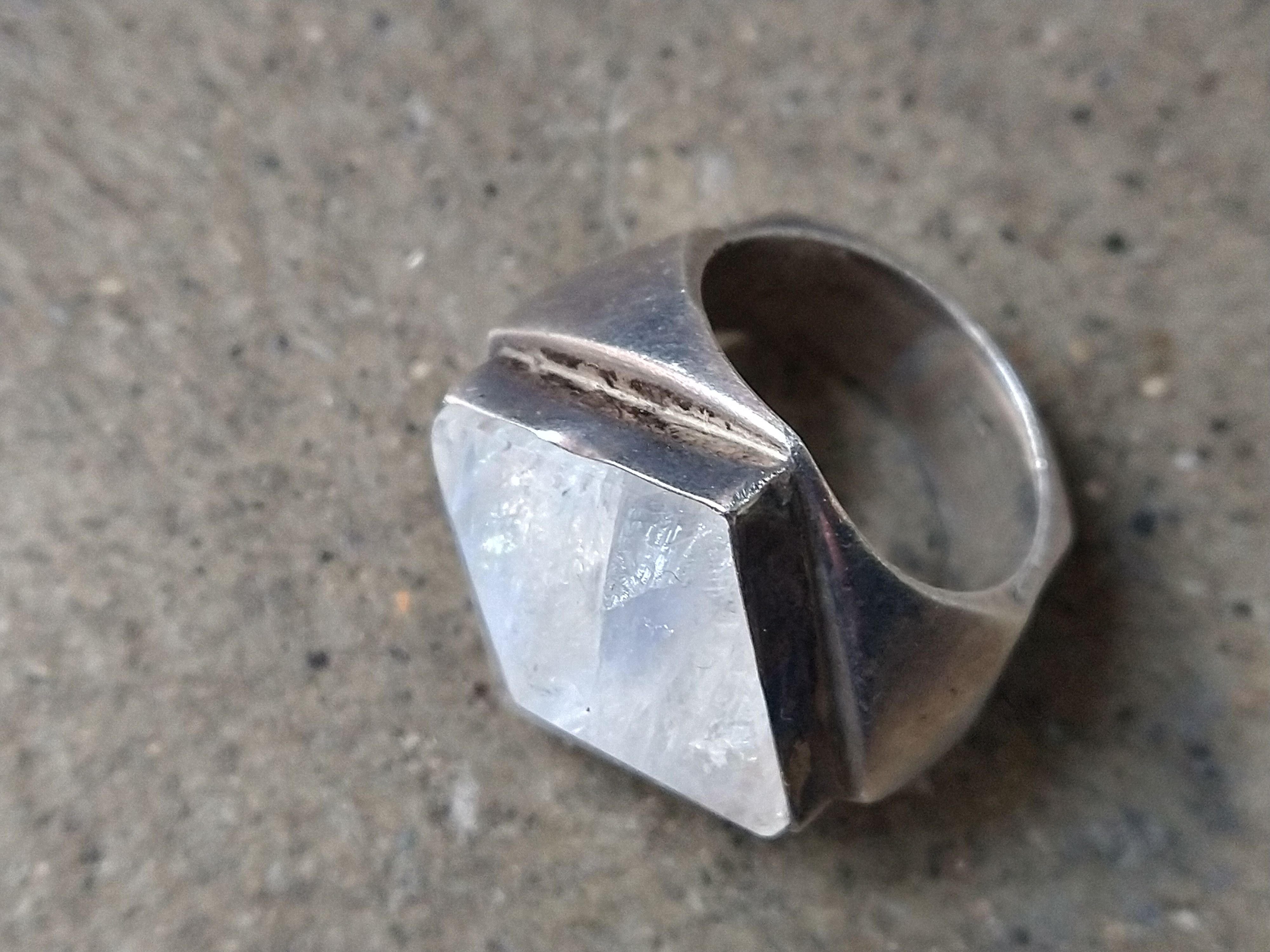Other Vintage Sterling Silver Ring Moonstone Size 7 Modern Square Size ONE SIZE - 7 Thumbnail