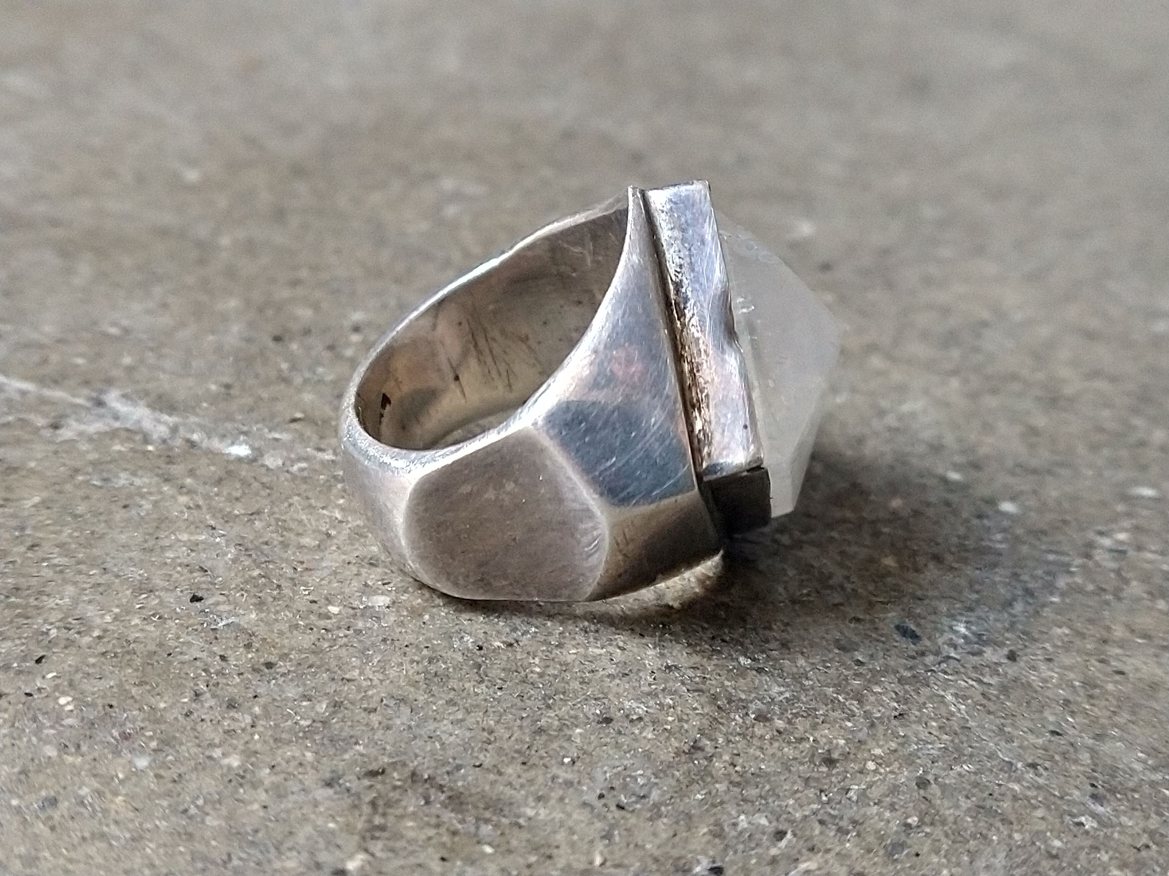 Other Vintage Sterling Silver Ring Moonstone Size 7 Modern Square Size ONE SIZE - 6 Thumbnail