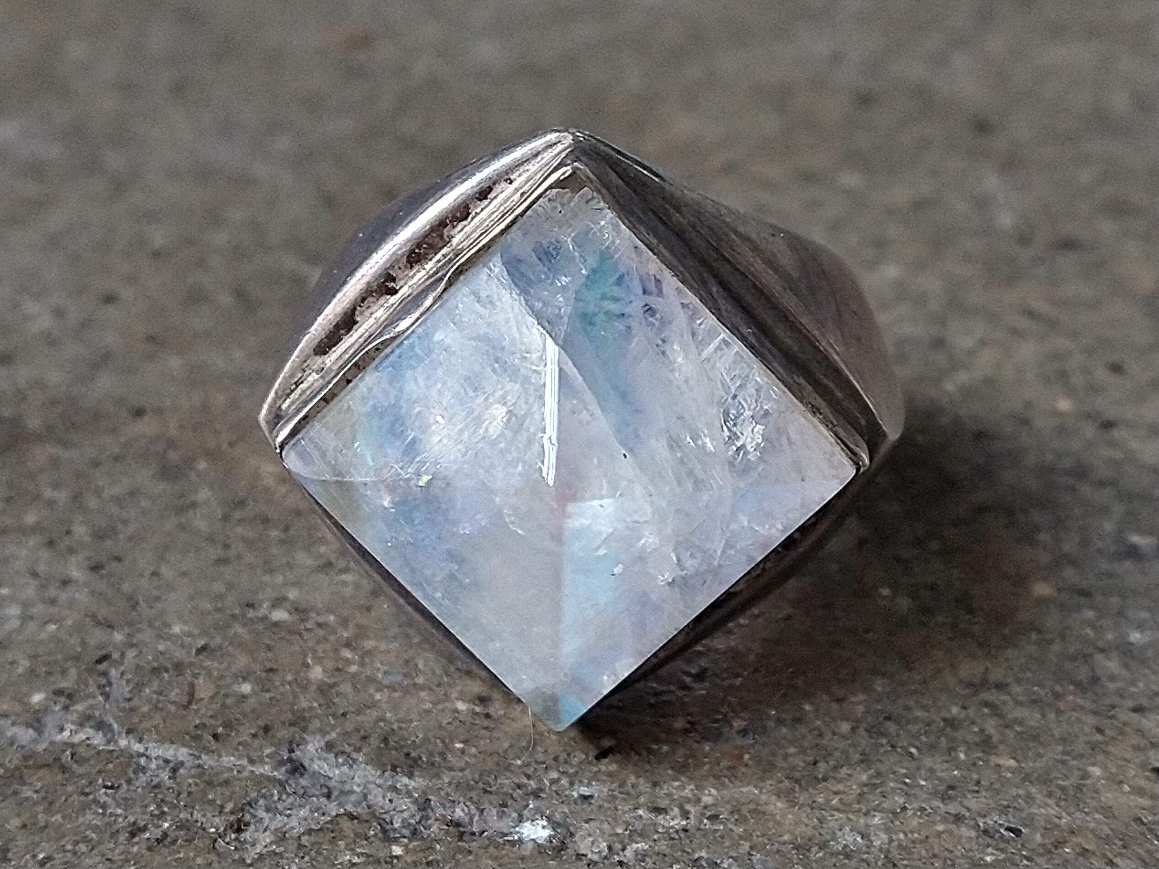 Other Vintage Sterling Silver Ring Moonstone Size 7 Modern Square Size ONE SIZE - 3 Thumbnail
