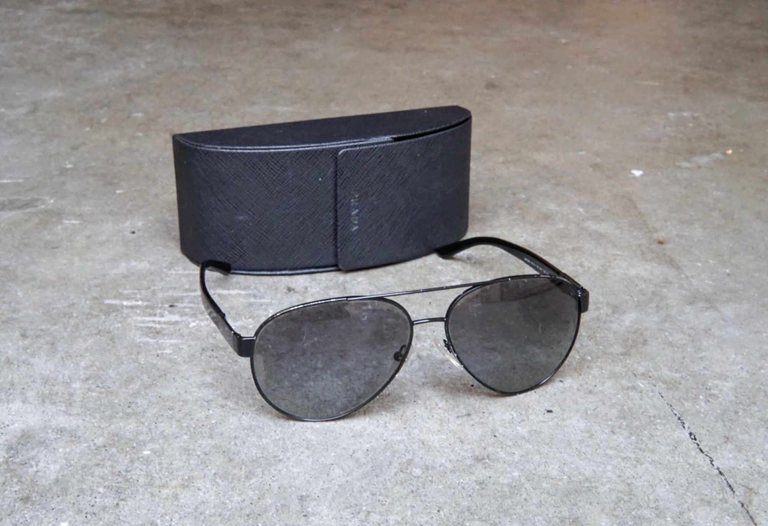 image of Prada Sunglasses Spr59N Black Aviator Gray Lens Italy, Men's