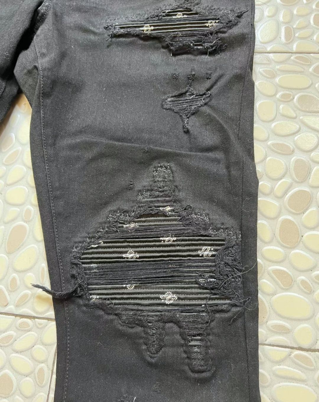 Amiri Amiri 17ss Cashew flower patchwork black jeans Size US 34 / EU 50 - 3 Thumbnail