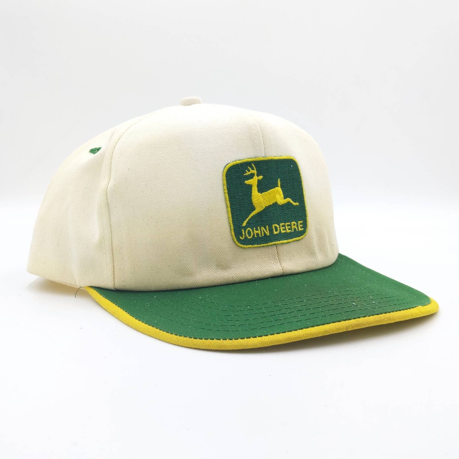 image of John Deere Snapback Trucker Hat Patch K-Products in White, Men's