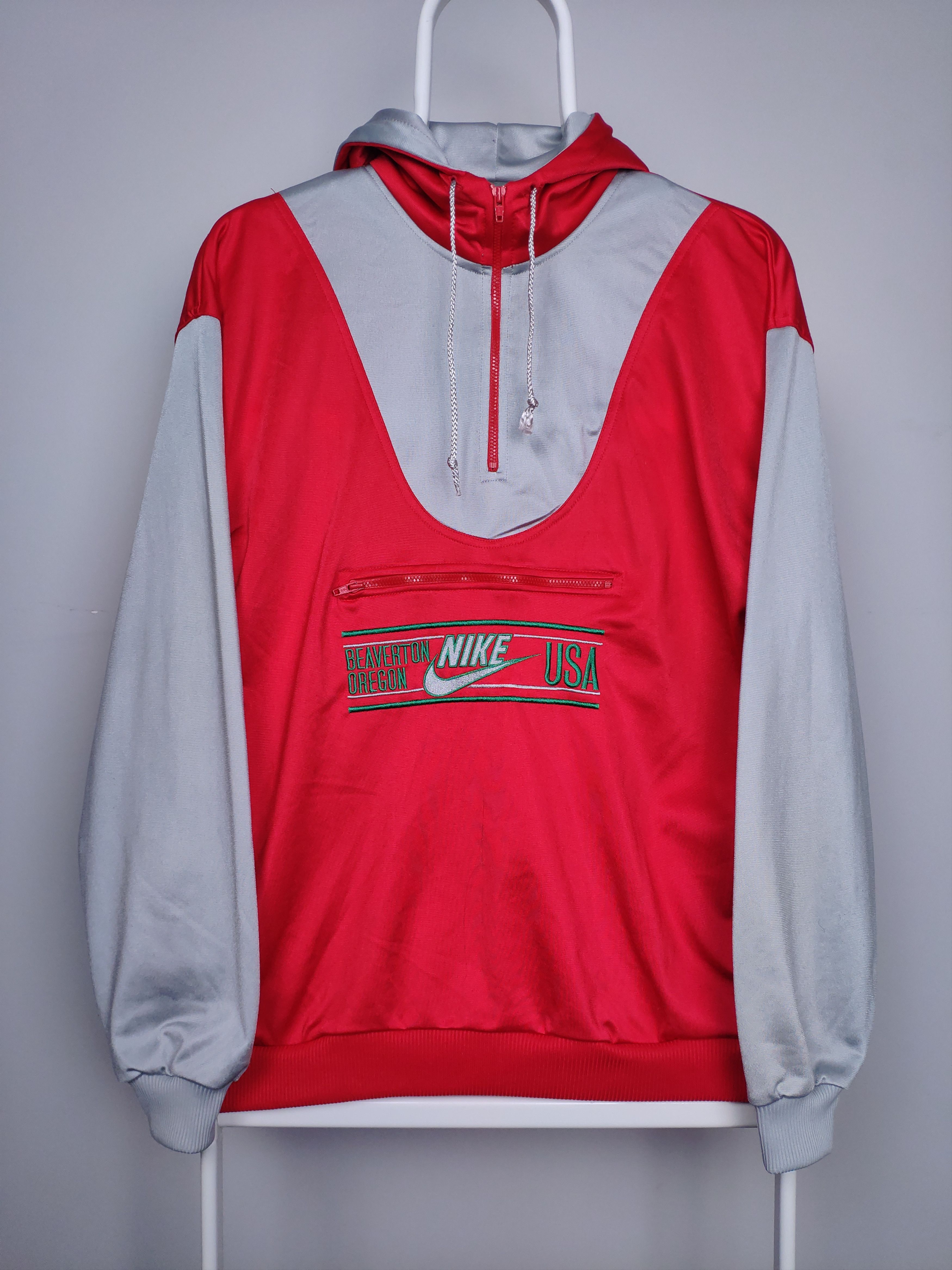 Nike × Vintage Nike vintage quarter zip sweatshirt red grey Oregon center Size US M / EU 48-50 / 2 - 1 Thumbnail