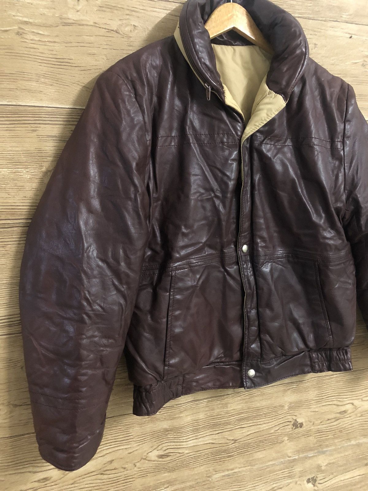 🔥Steals🔥 Vintage Leather Biker Jacket Reversible Puffer S