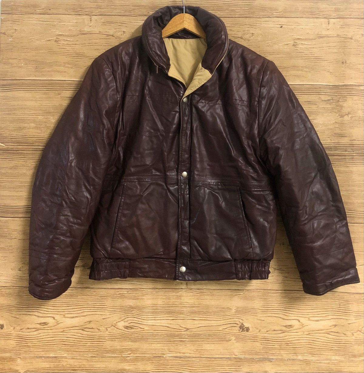 🔥Steals🔥 Vintage Leather Biker Jacket Reversible Puffer S