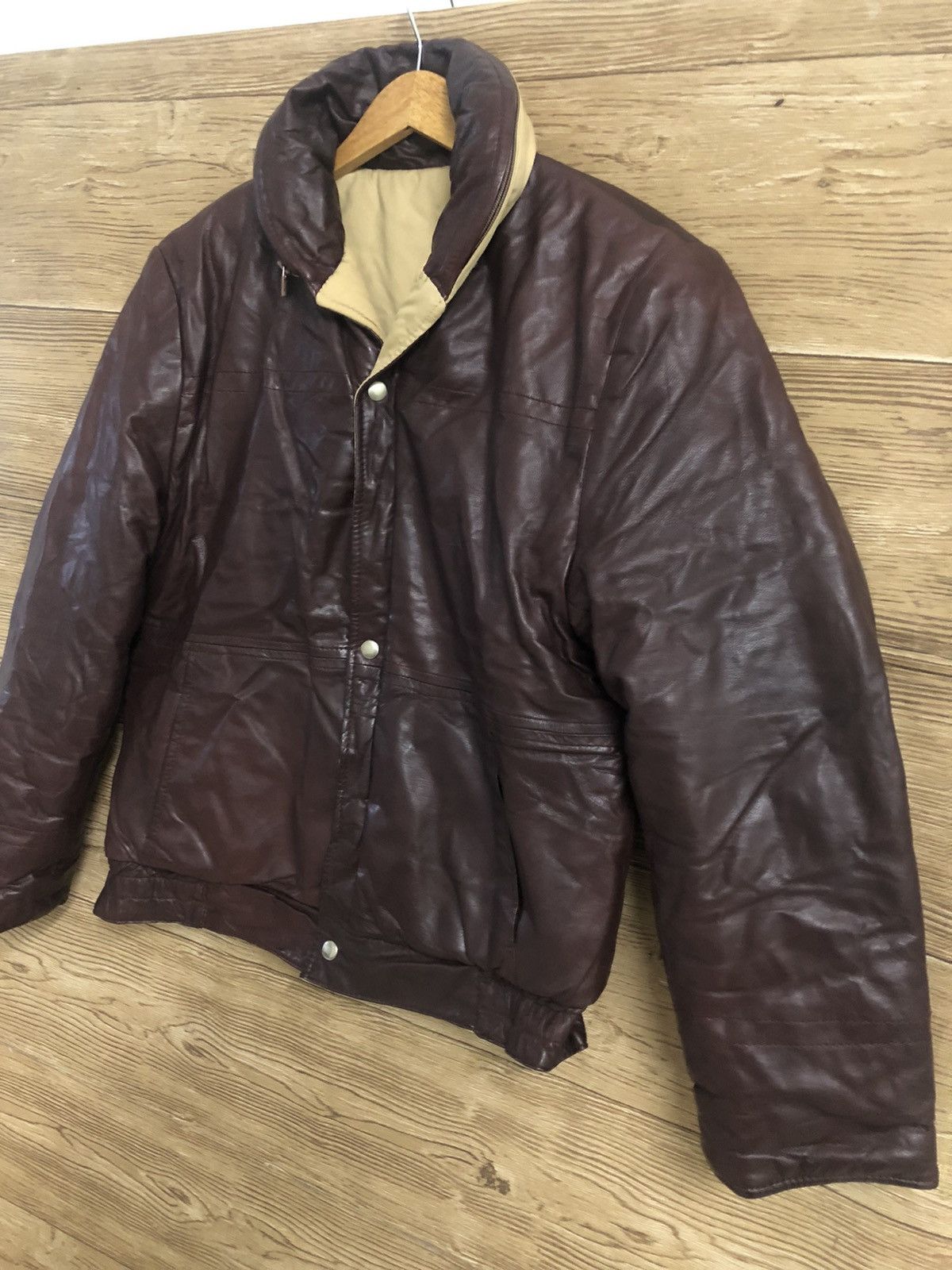 🔥Steals🔥 Vintage Leather Biker Jacket Reversible Puffer S