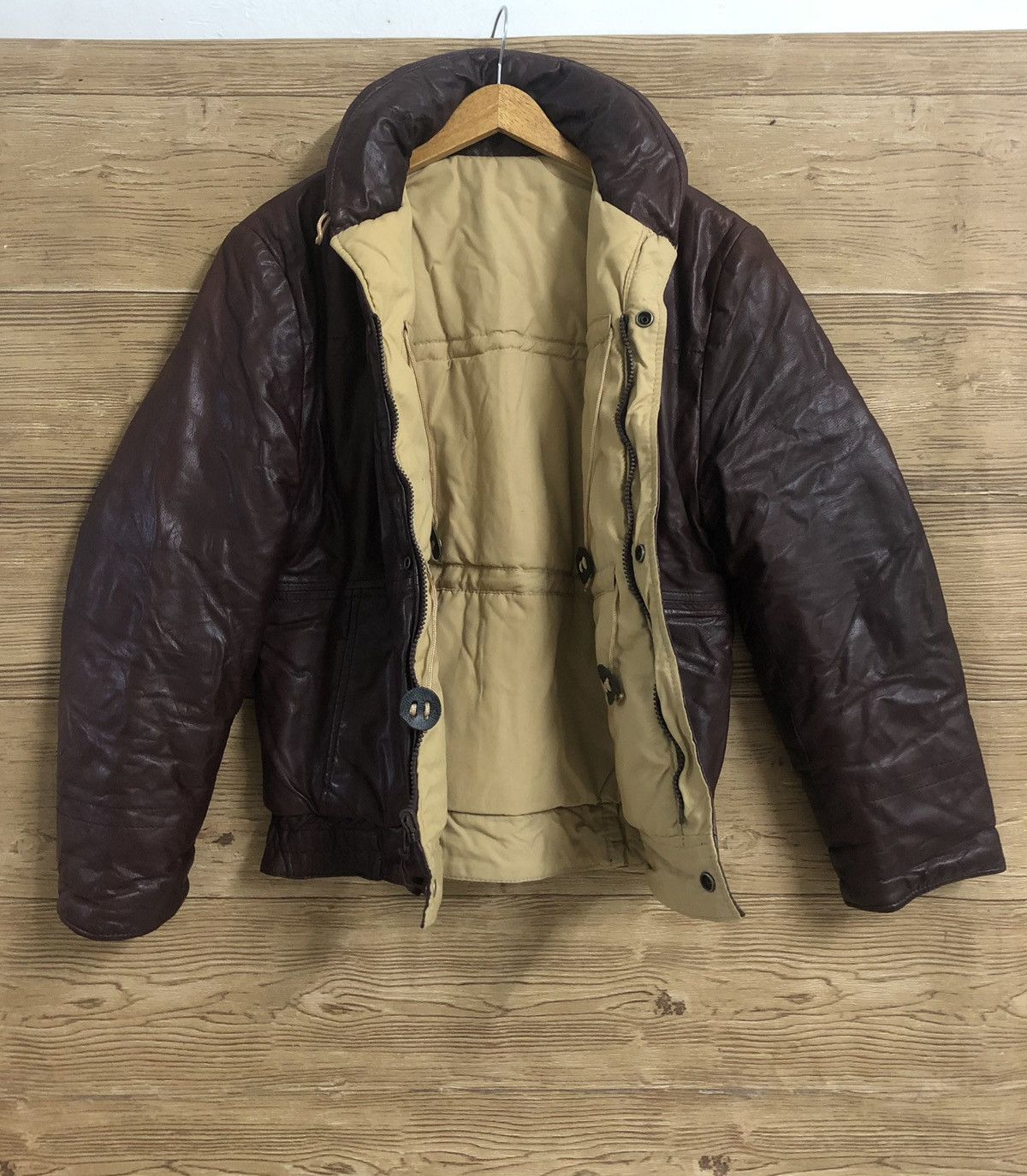 🔥Steals🔥 Vintage Leather Biker Jacket Reversible Puffer S