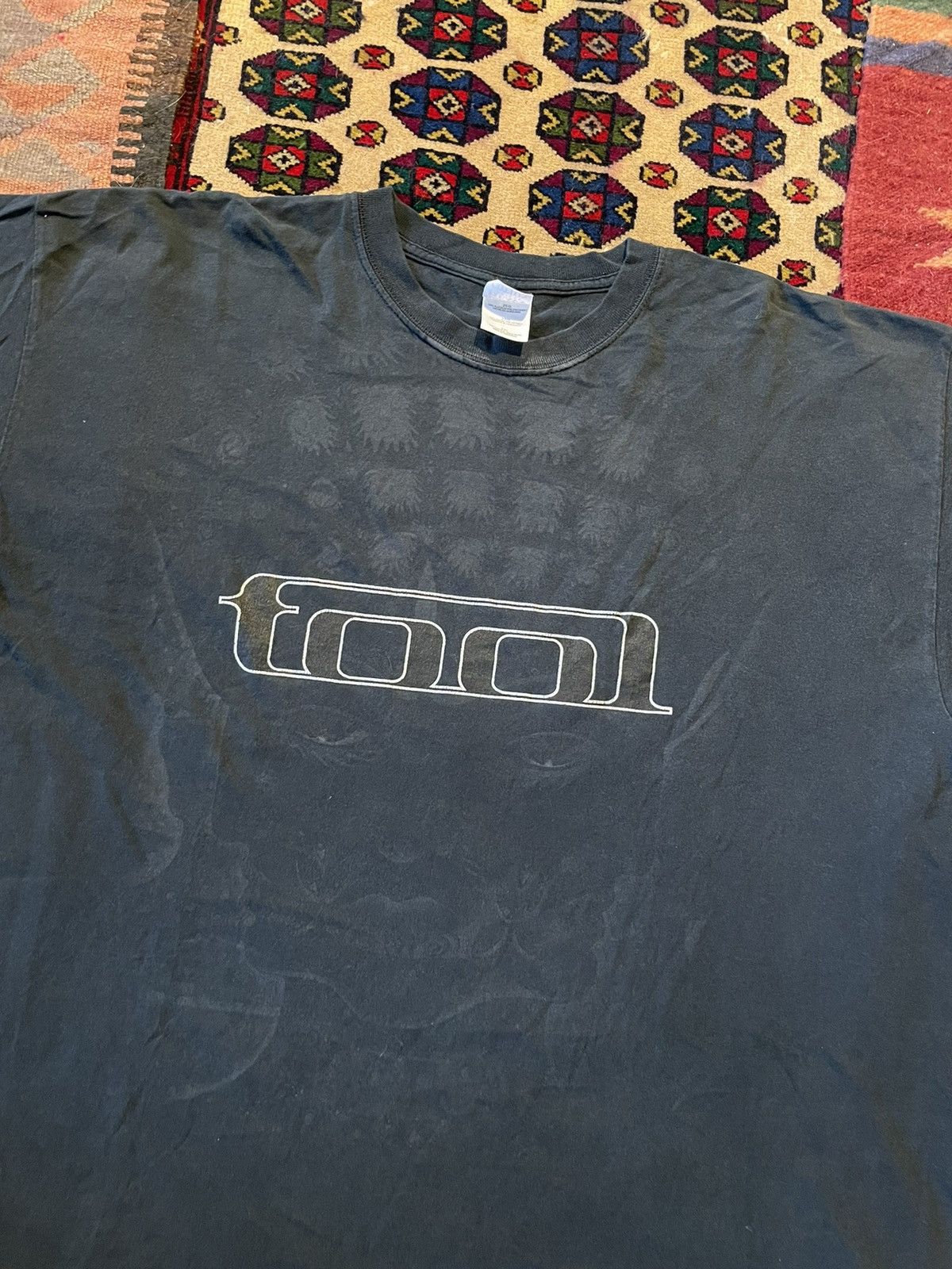 Image of Band Tees x Unsound Rags Vintage Y2K Tool 10000 Days All Over Print Graphic Tee in Black (Size XL)